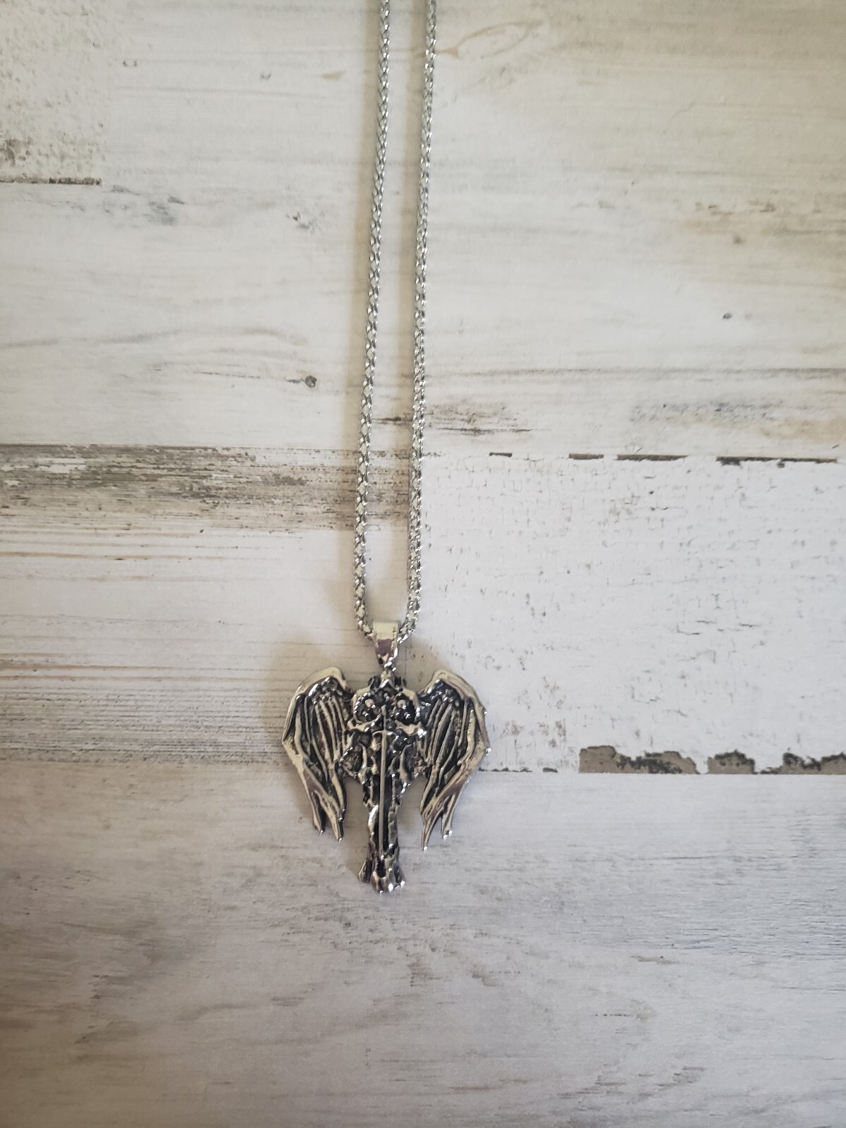 Wings necklace angel cool silver men man women goth jewelry gothic gift