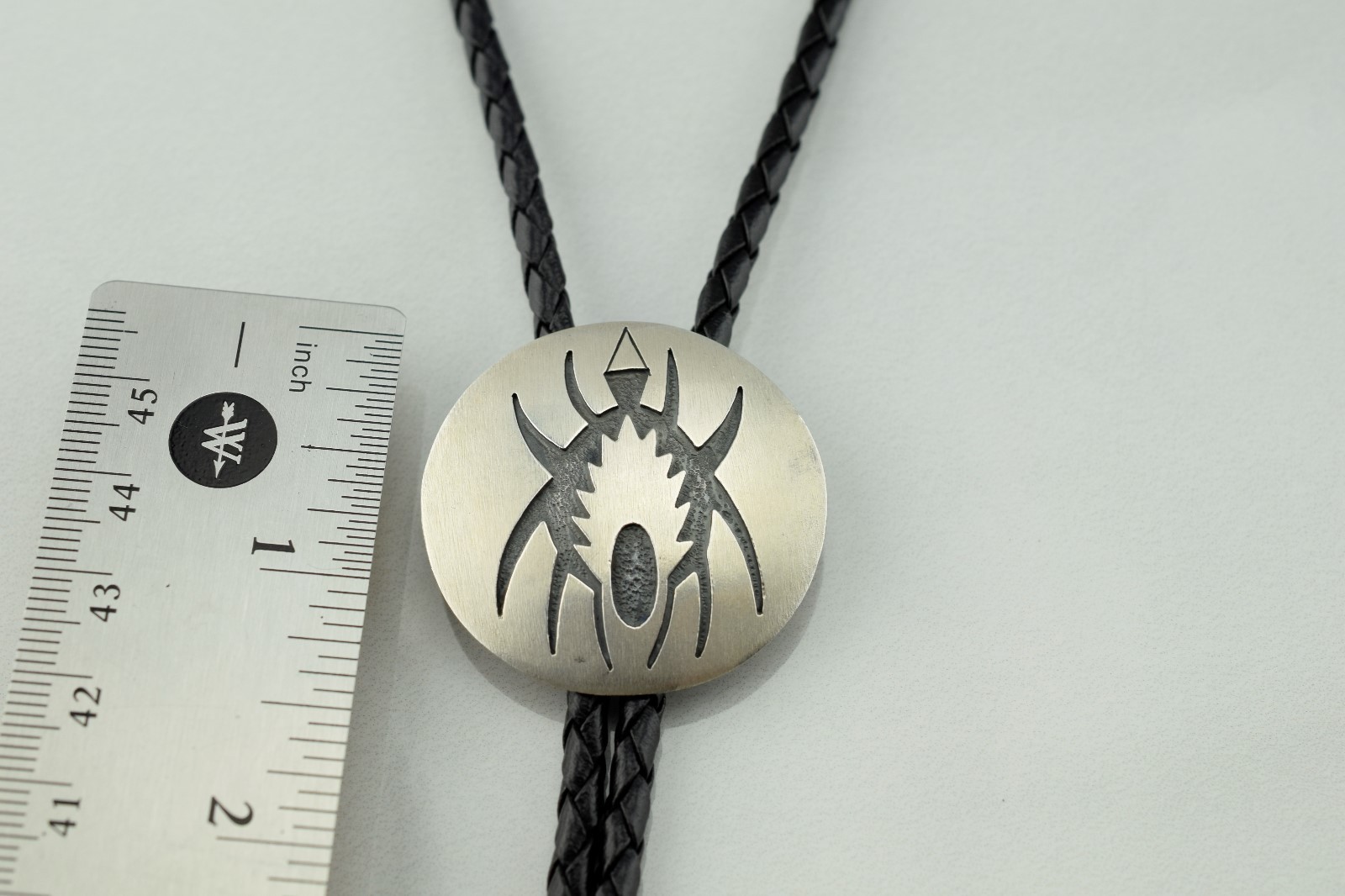 Lowell Draper Navajo Sterling Silver & Black Woven Leather Bolo Tie – .85