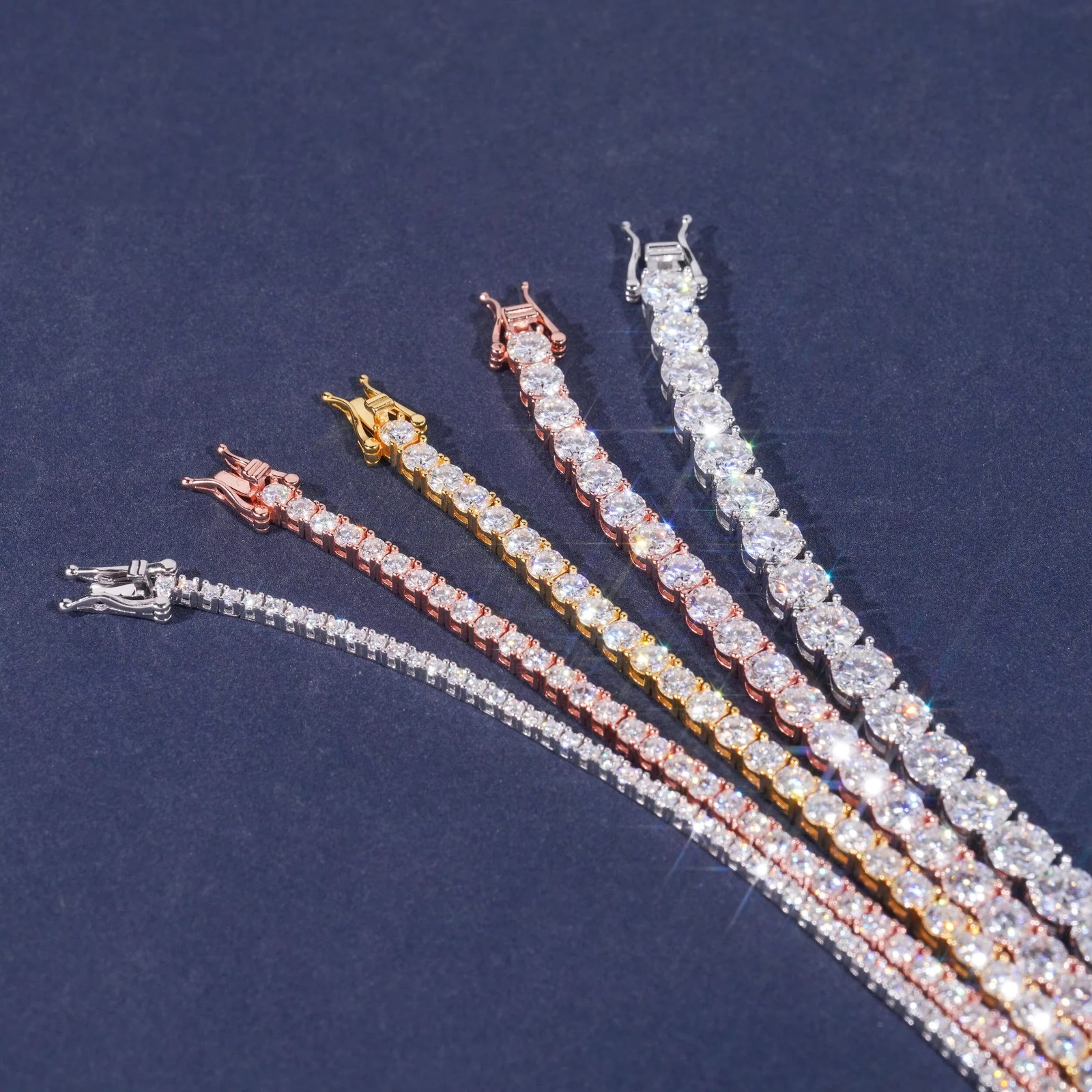 4mm D Color VVS1 Moissanite Tennis Chain Bracelet – 925 Sterling Silver 6-24″