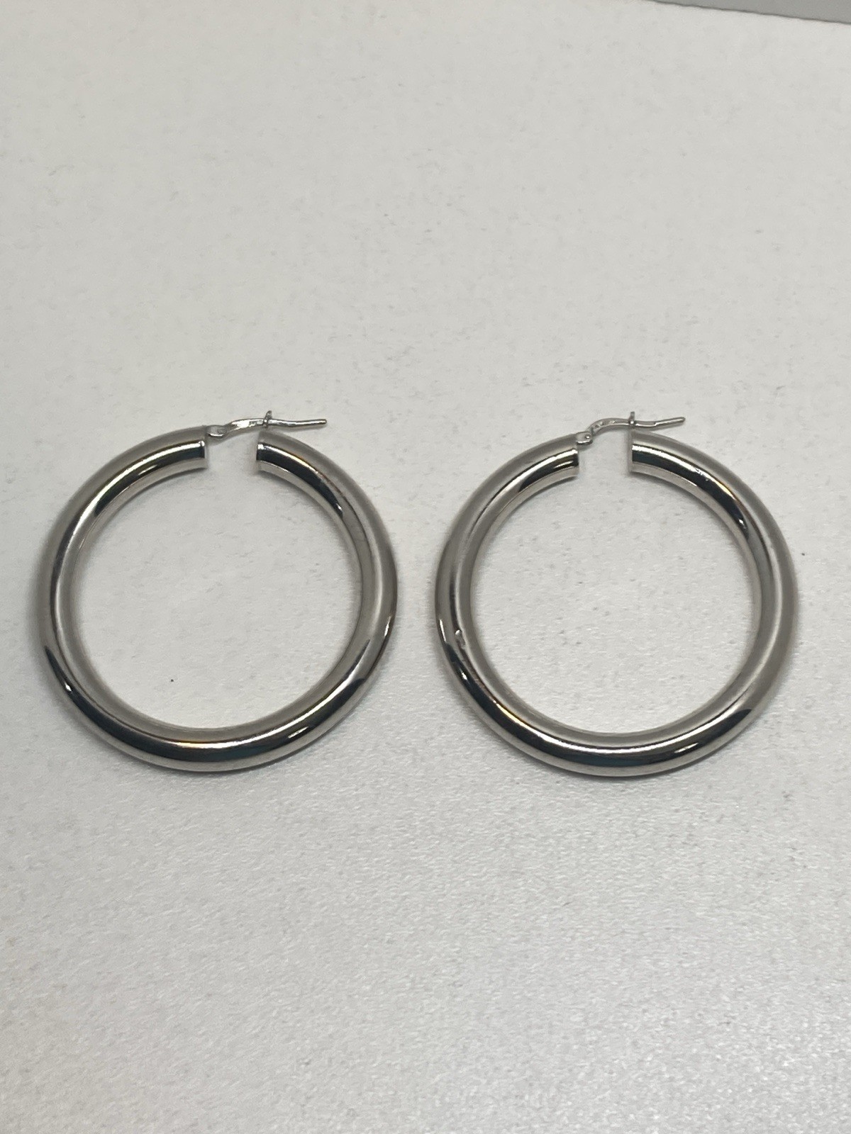 Silver Tone Earrings Women Trendy Simple Big Circle Round Earring Jewelry Italy