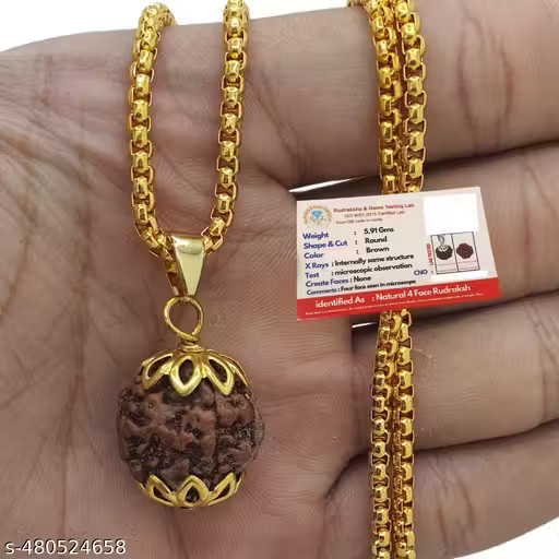 RUDRAKSHA PENDANT NECKLACE 4 Mukhi Nepali Rudraksha Four Face Rudraksh Pendant