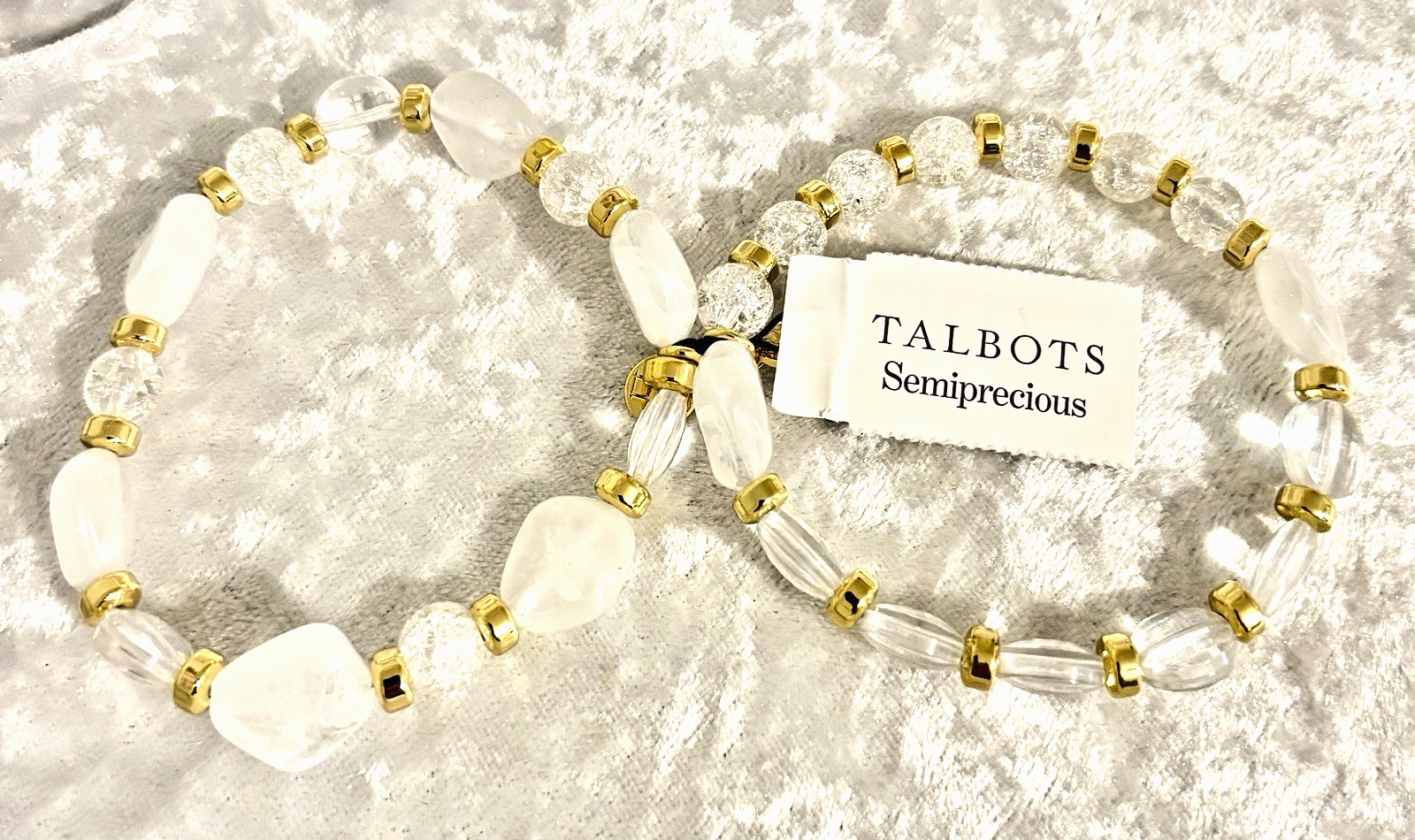 TALBOTS TRANSLUCENT CLEAR & WHITE w/GOLD ACCENTS SWEET LUCENT BRACELET SET (NWT)