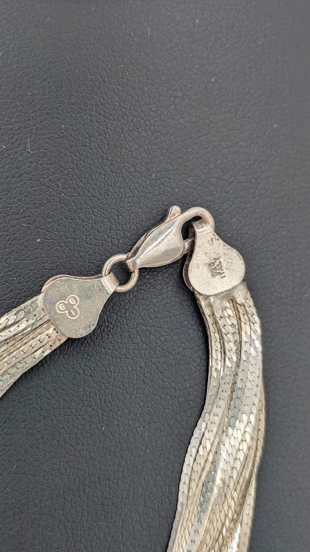 Vintage IBB Bracelet Liquid Silver 20 Strand Sterling Silver 925 Italy