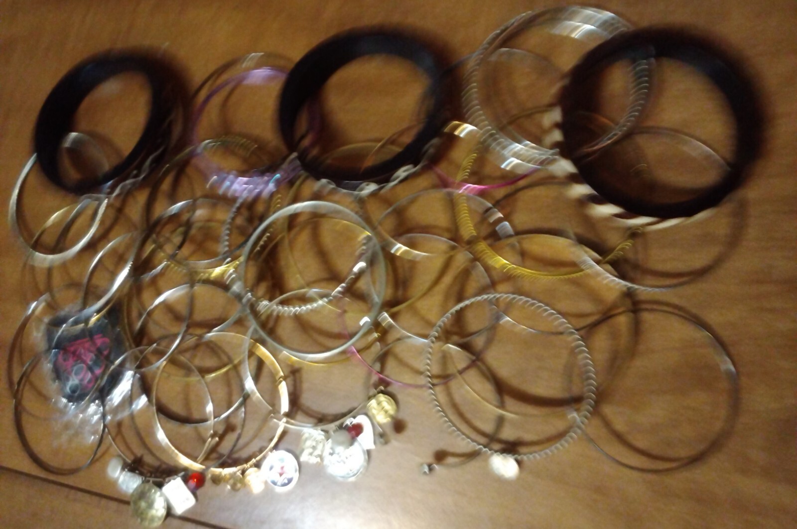LOT BANGLE BRACELET 41 Gold Silver tone Mix Diff Age Orig Charm Color Style Type