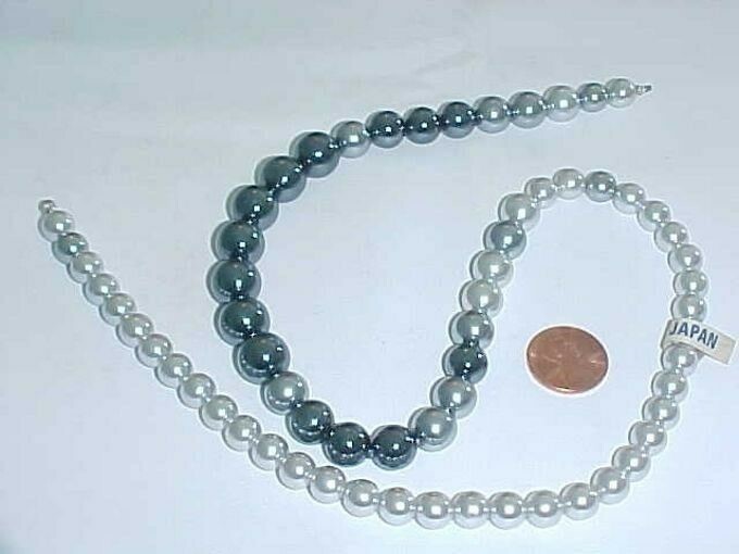 VINTAGE JAPANESE ASSORTED GRAY PEARLS OFFSET GRADUATED TIPPED 22″ SECTION L848