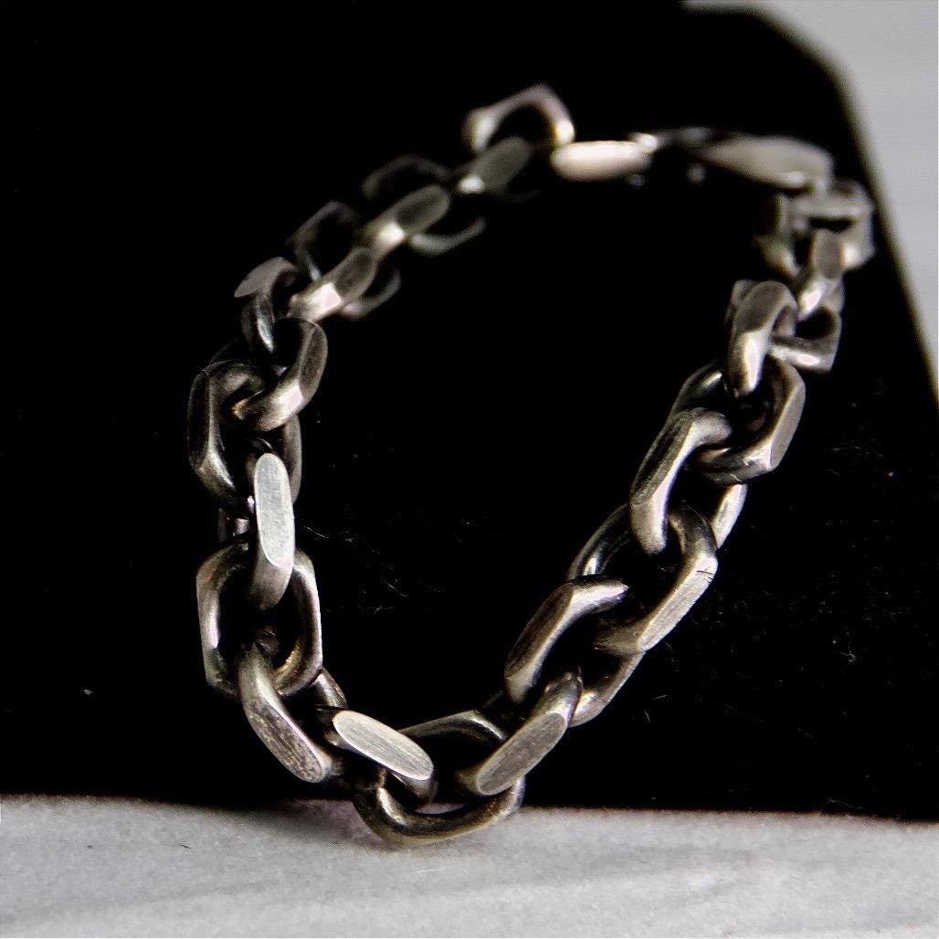 HEAVY VTG Biker Punk Gothic Sterling Silver 40g Italy 925 Anchor Link Bracelet