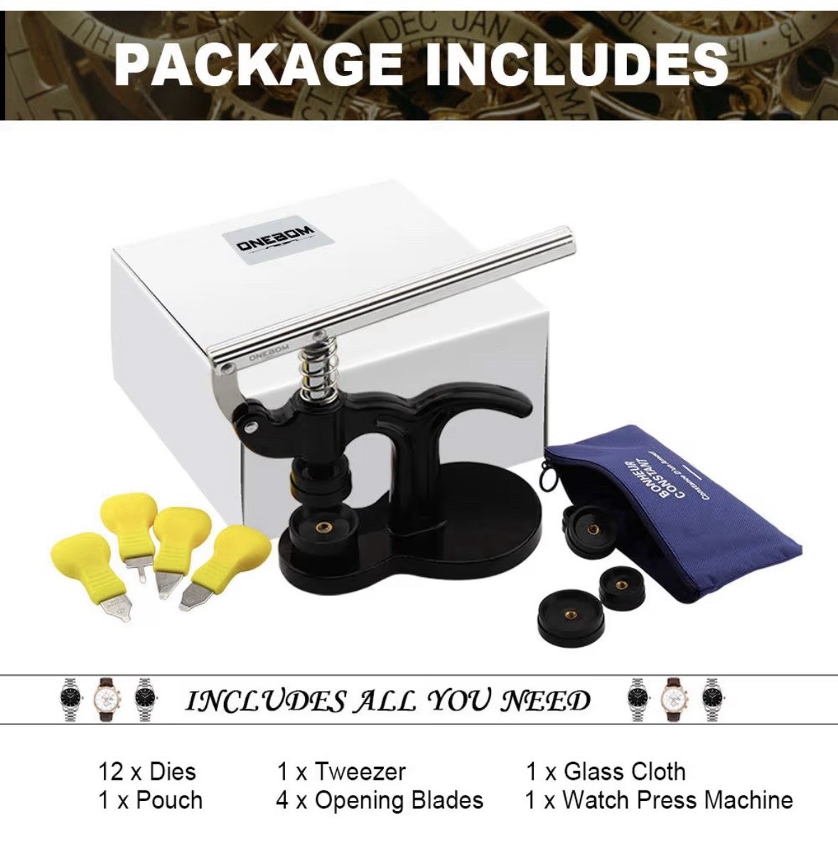ONEBOM Watch Press Tool Set Repair Kit