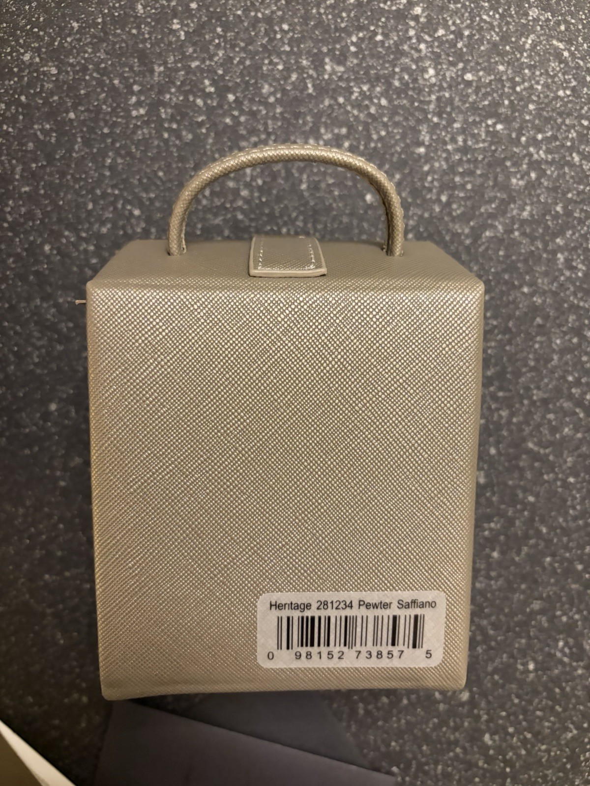 New Beige Heritage by Wolf Small Fold Out Jewelry Box Saffiano Travel Case