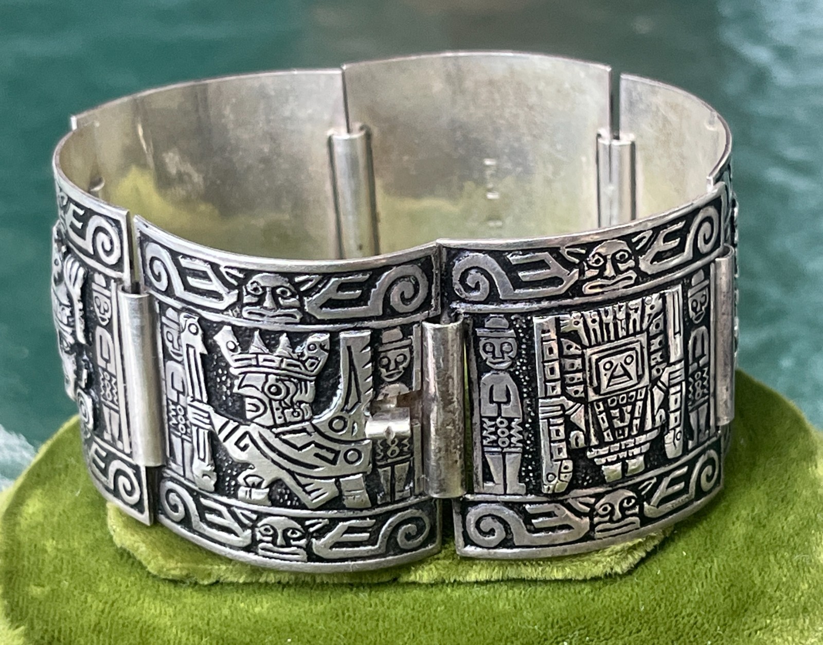 Vintage Sterling Silver 925 Peruvian PERU Panel Link Storyteller Bracelet