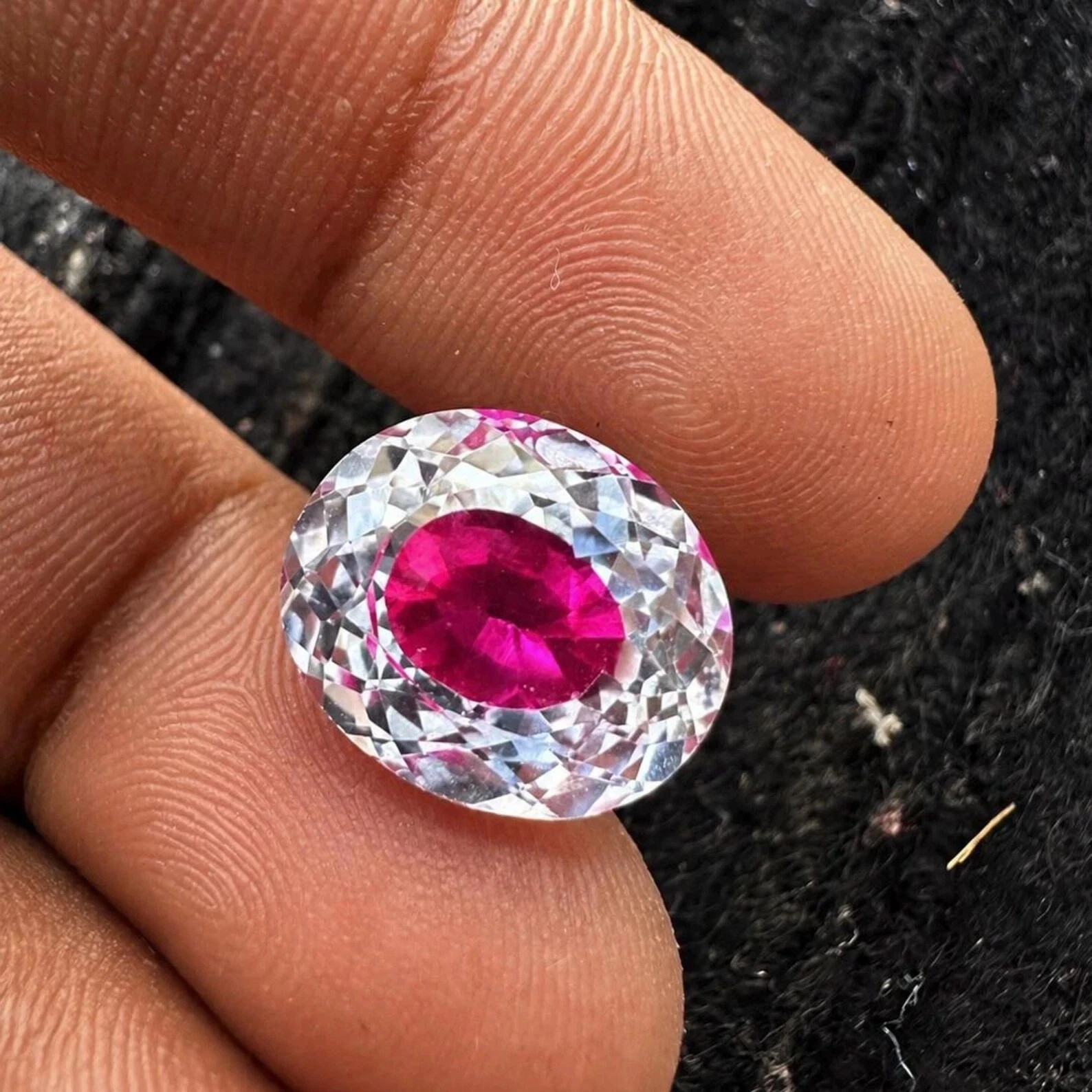 Natural Bi-Color 10 CT+ Pitambari Sapphire Oval Cut Loose Certified Gemstone