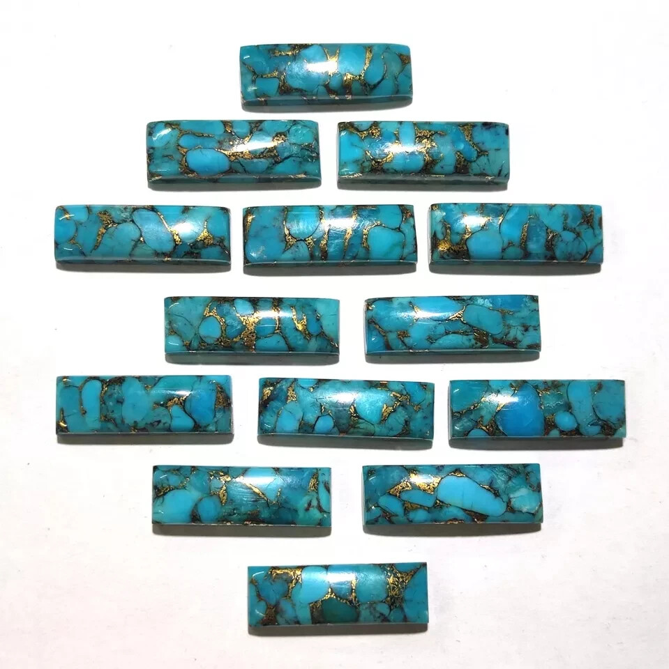 Blue Copper Turquoise Cabochon Rectangle Shape Loose Gemstone Lot Jewellery.