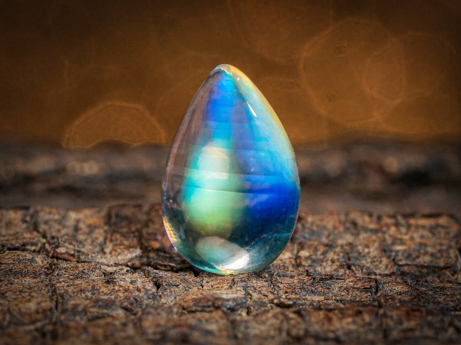 2.50 Carat Golden Rainbow Moonstone Gemstone Cabochon 10x8x4 MM Pear Shape