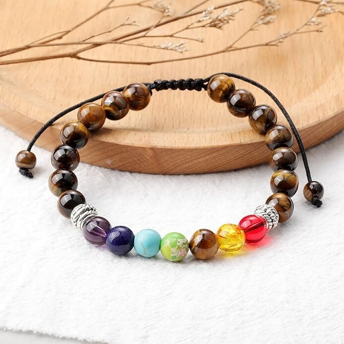 7 Chakra Rainbow Men Bracelet Reiki Healing Energy Bracelets for Birthday Gifts