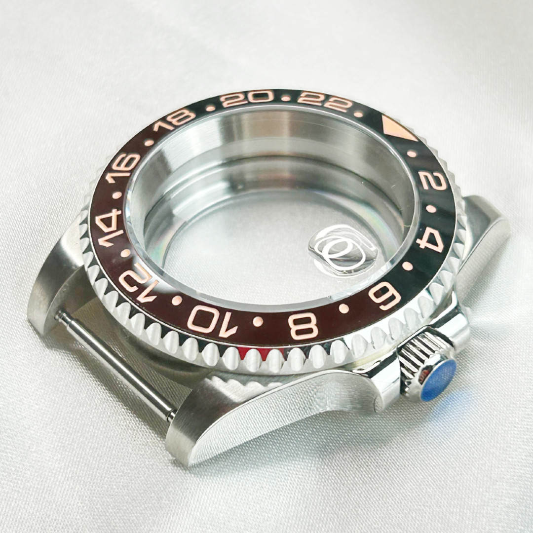 40mm Silver 28.5mm Dial Brushed Watch Case+Sapphire Glass For nh35 nh34 Movement