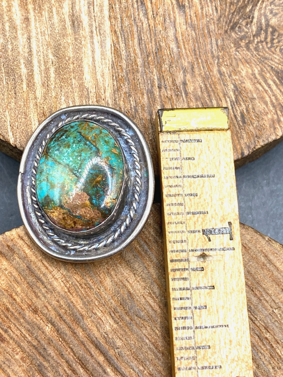 VTG Native American sterling green blue brown turquoise ring 7.38g – size 6.5
