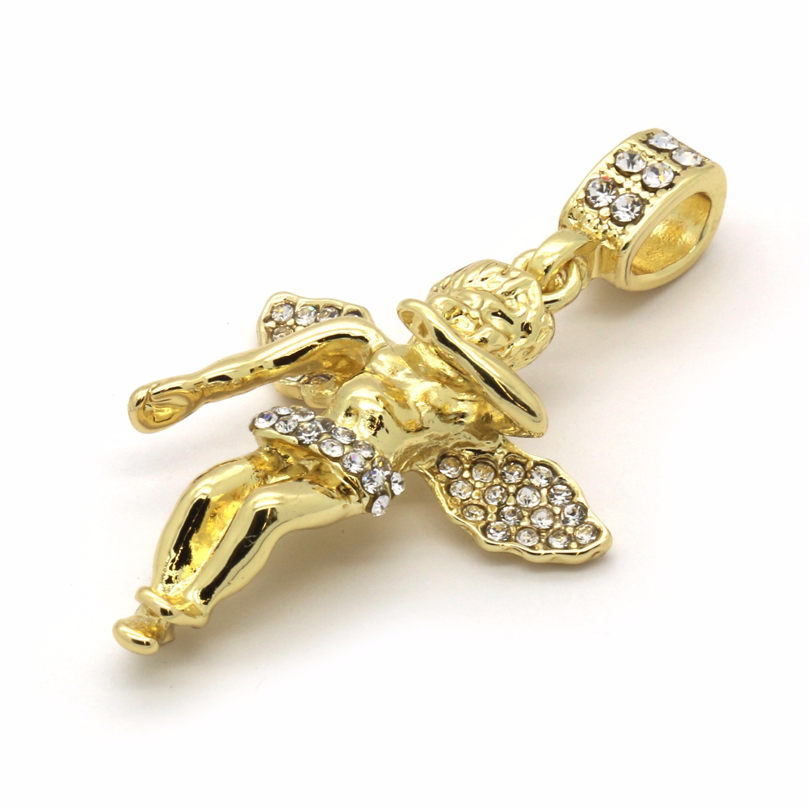 Gold Plated Jesus Angel Last Supper Pendant Cubic-Zirconia 24 27 30 Cuban Chain