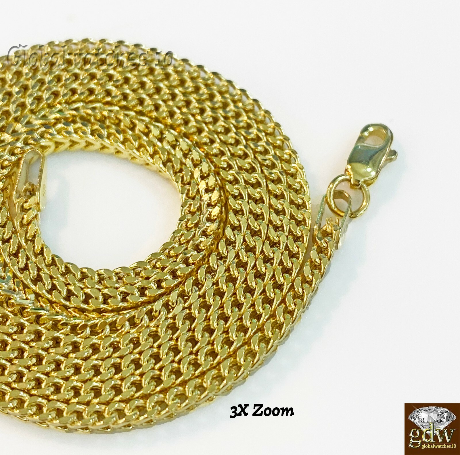 10k Gold Charm Pendant Dollar Money Sign with Franco Chain in 20 22 24 26 Inch