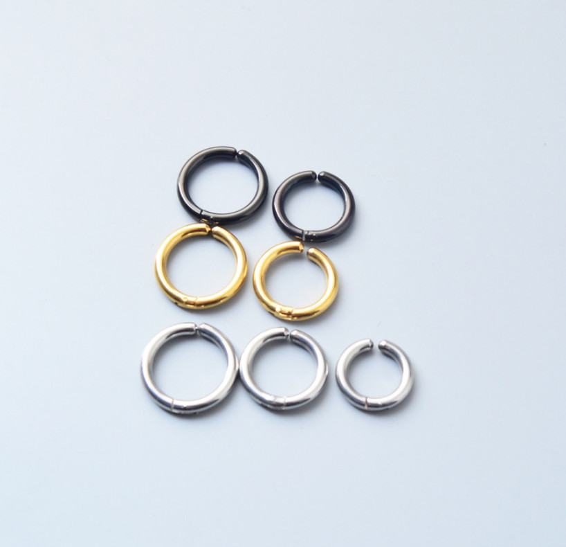 Men Women Stainless Steel Clip On Non-Piercing Fake Hoop Earrings Ear Nose