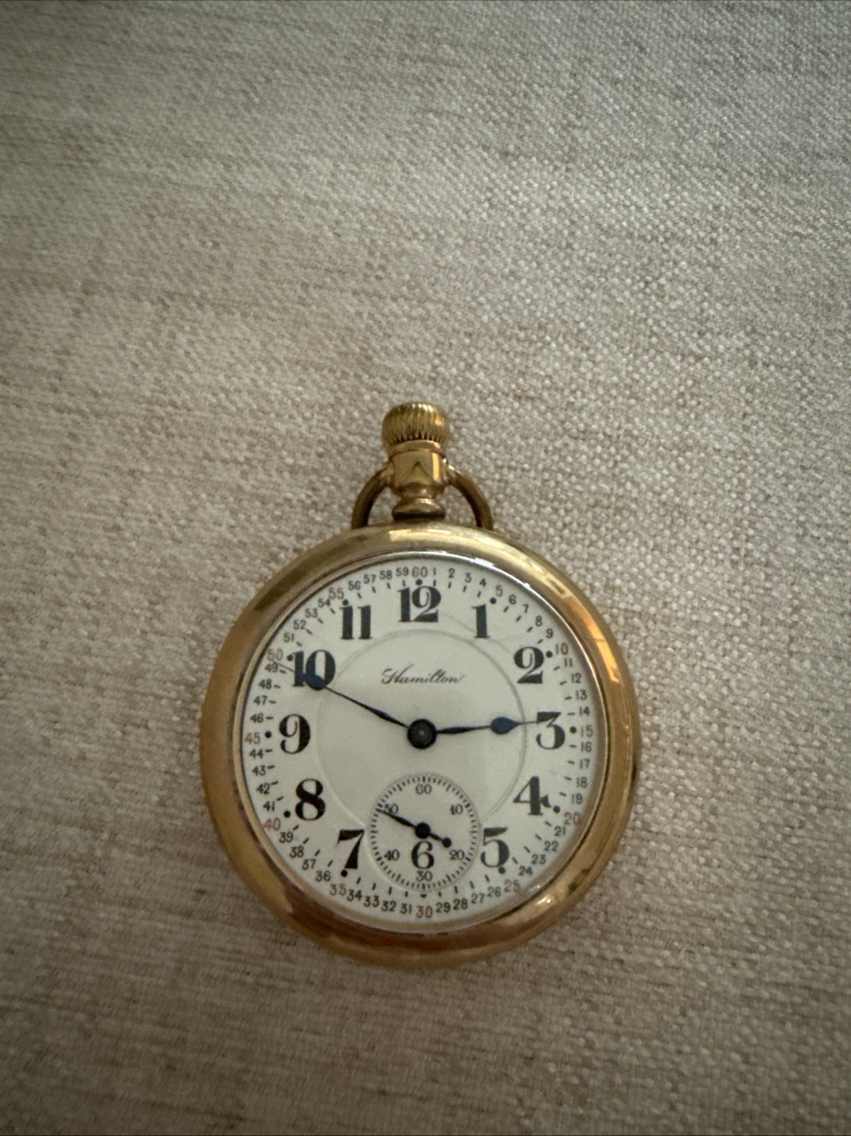 Vintage Hamilton Pocket Watch Gold Filled Open Face Railroad Style Manual Wind