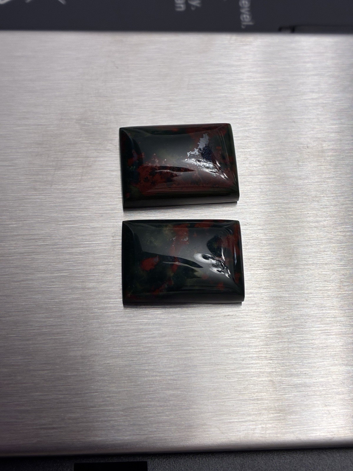 25ct Natural Bloodstone – Rectangular Cabochons (2) 10×8