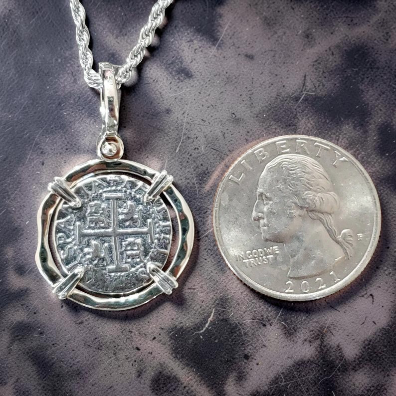 Atocha Silver Coin Pendant Sterling Silver w Chain Shipwreck Treasure With COA