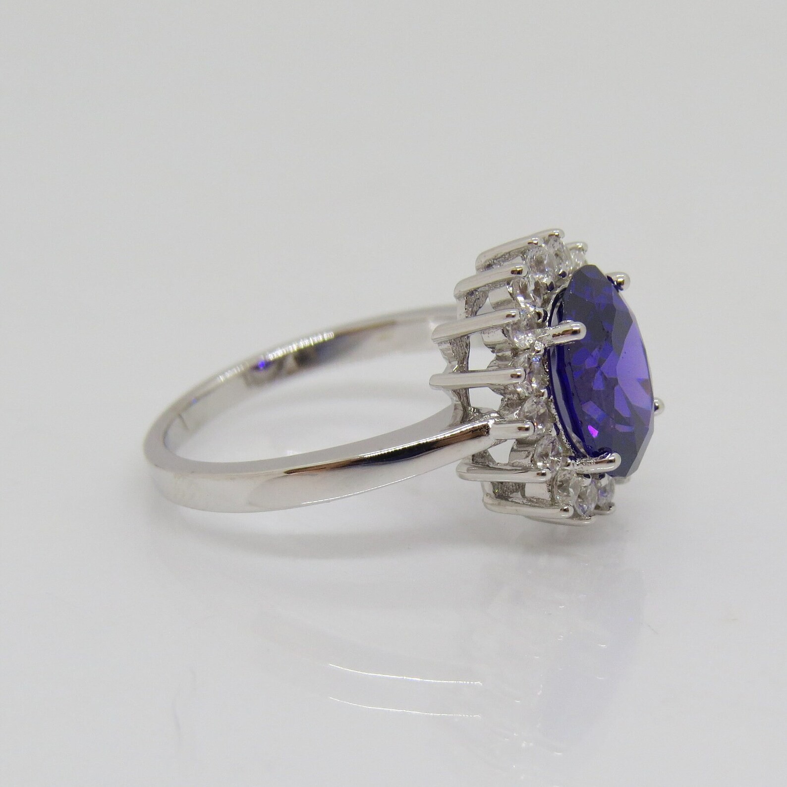4.70 Ct Oval Cut Natural Sapphire Diamond Engagement Ring 14K Solid White Gold 6