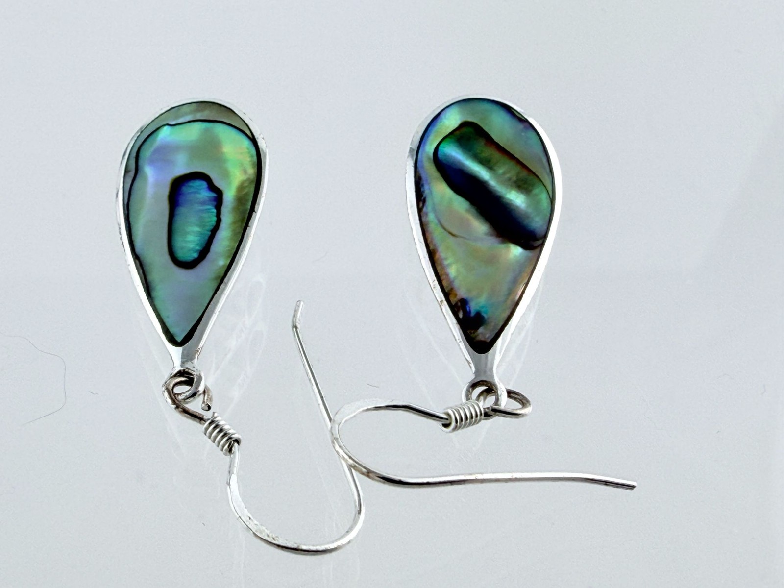 Marsala MC Sterling Silver Abalone Shell Hook Earrings 925 3.7g 1 5/8 Inches