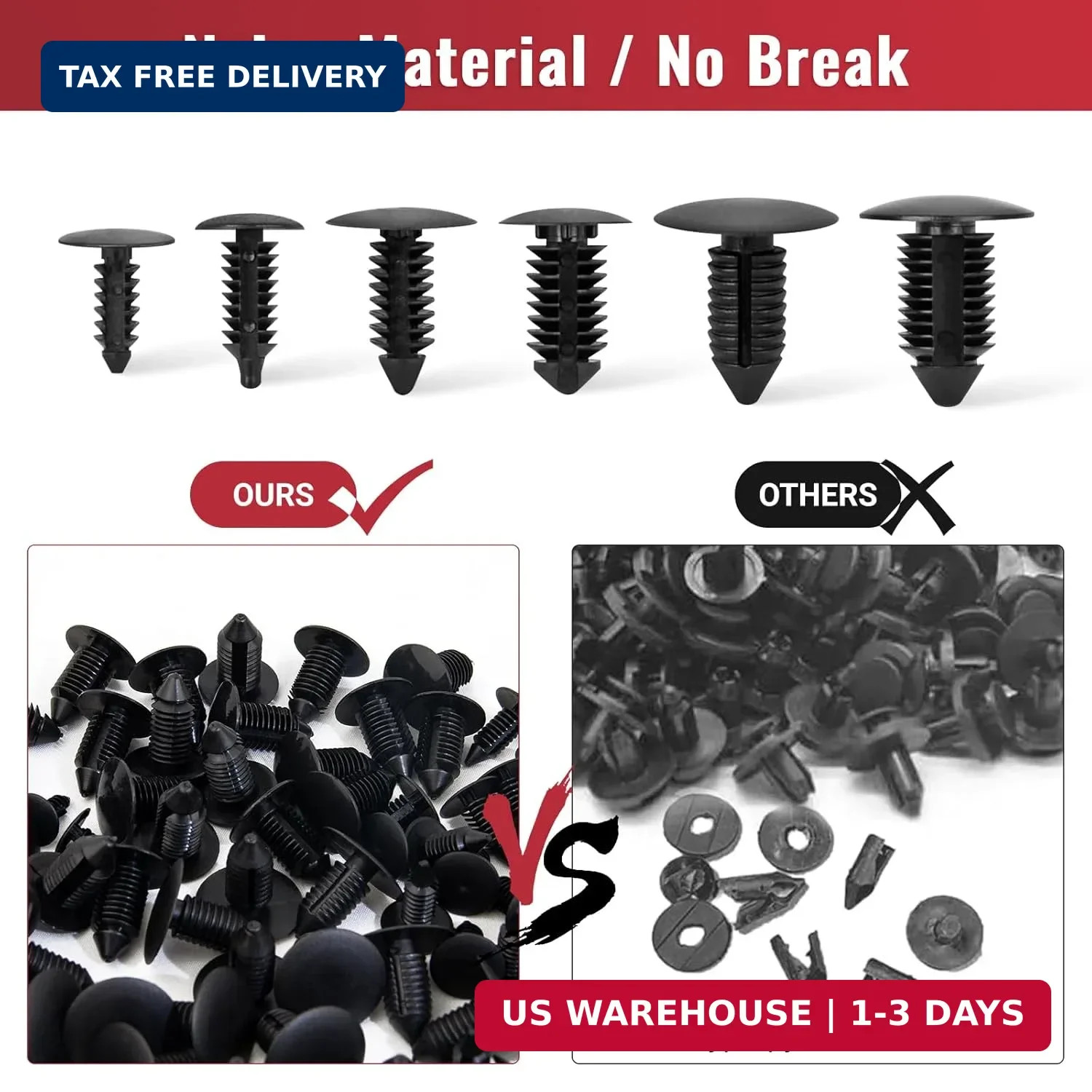 160 Pcs Christmas Tree Style Fender Retainer Clips 6mm/7mm/8mm/9mm/10mm/11mm Nyl