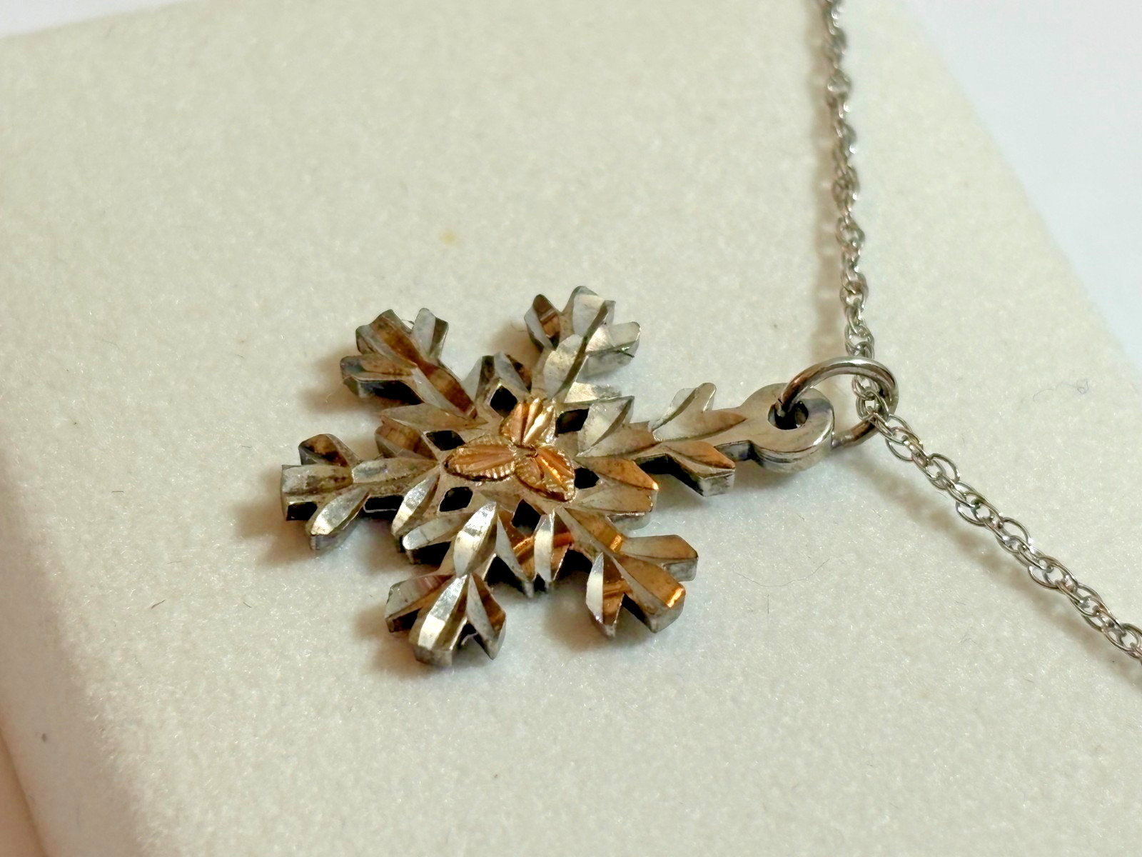 Black Hills Gold Landstrom’s Sterling Silver 12k Gold Snowflake Pendant Necklace