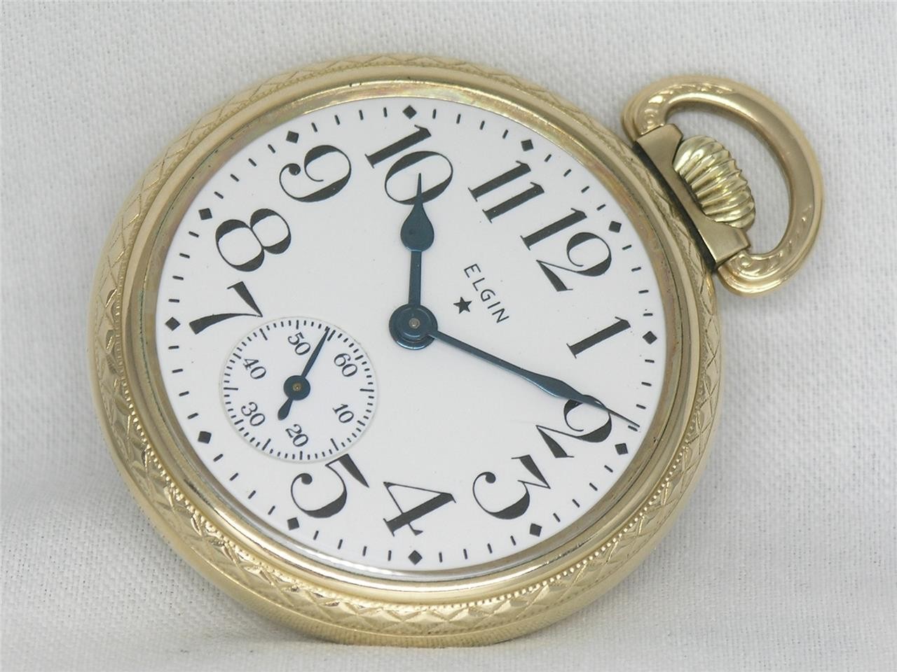 16S ELGIN 3151A MODEL 17 JEWEL GOLD FILL RAILROAD POCKETWATCH W/ BOX, SIGNED 3X!