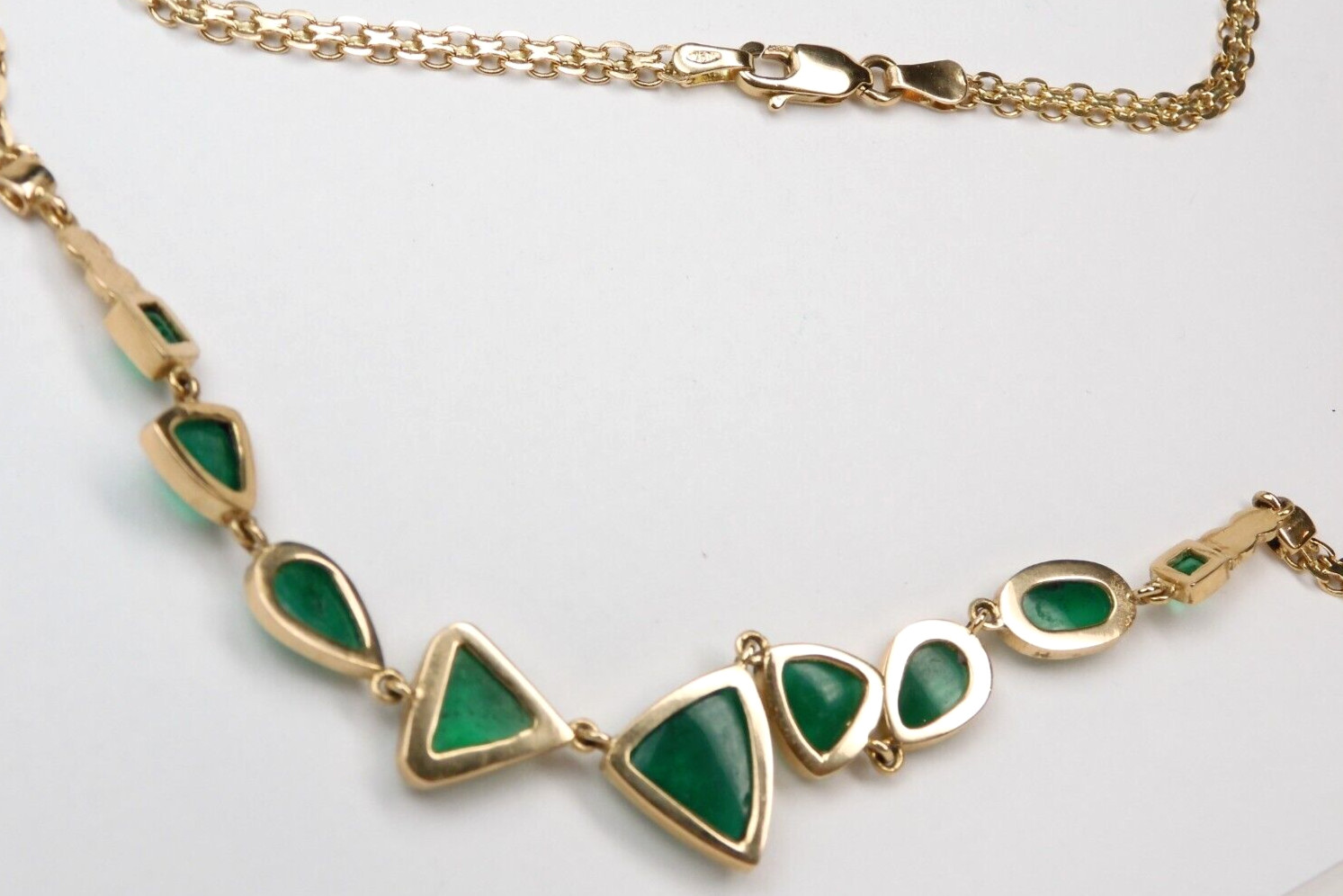 Colombian Emeralds Necklace 6.50 Cts 18K Yellow Gold Pre-Colombian Style Fine
