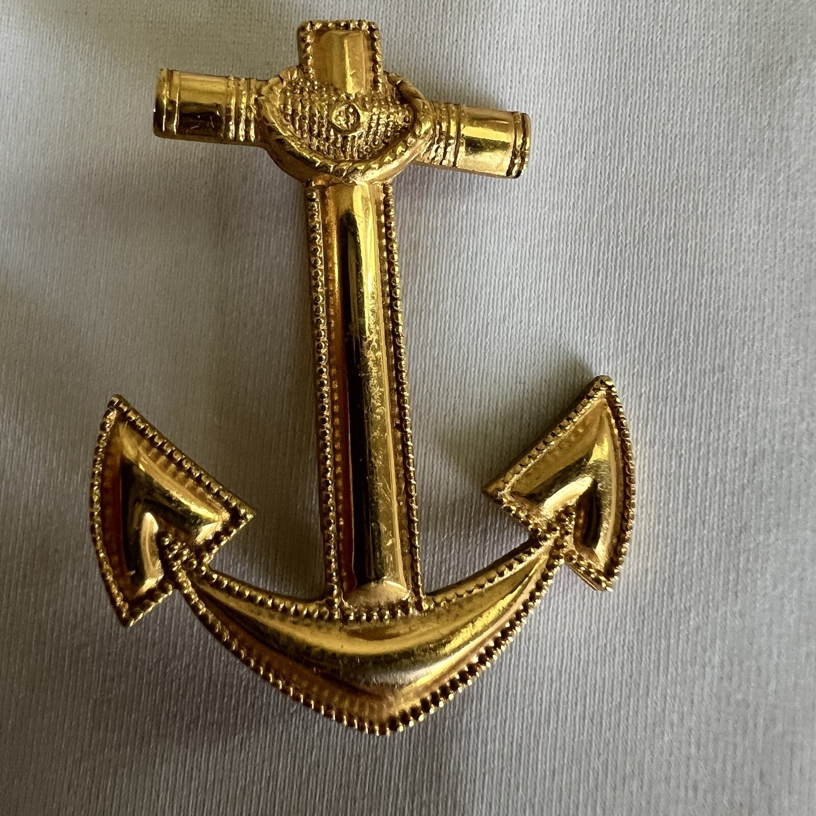 Vintage 10K Gold Filled Anchor Brooch Pin Nautical Sailor Military Emblem Vtg