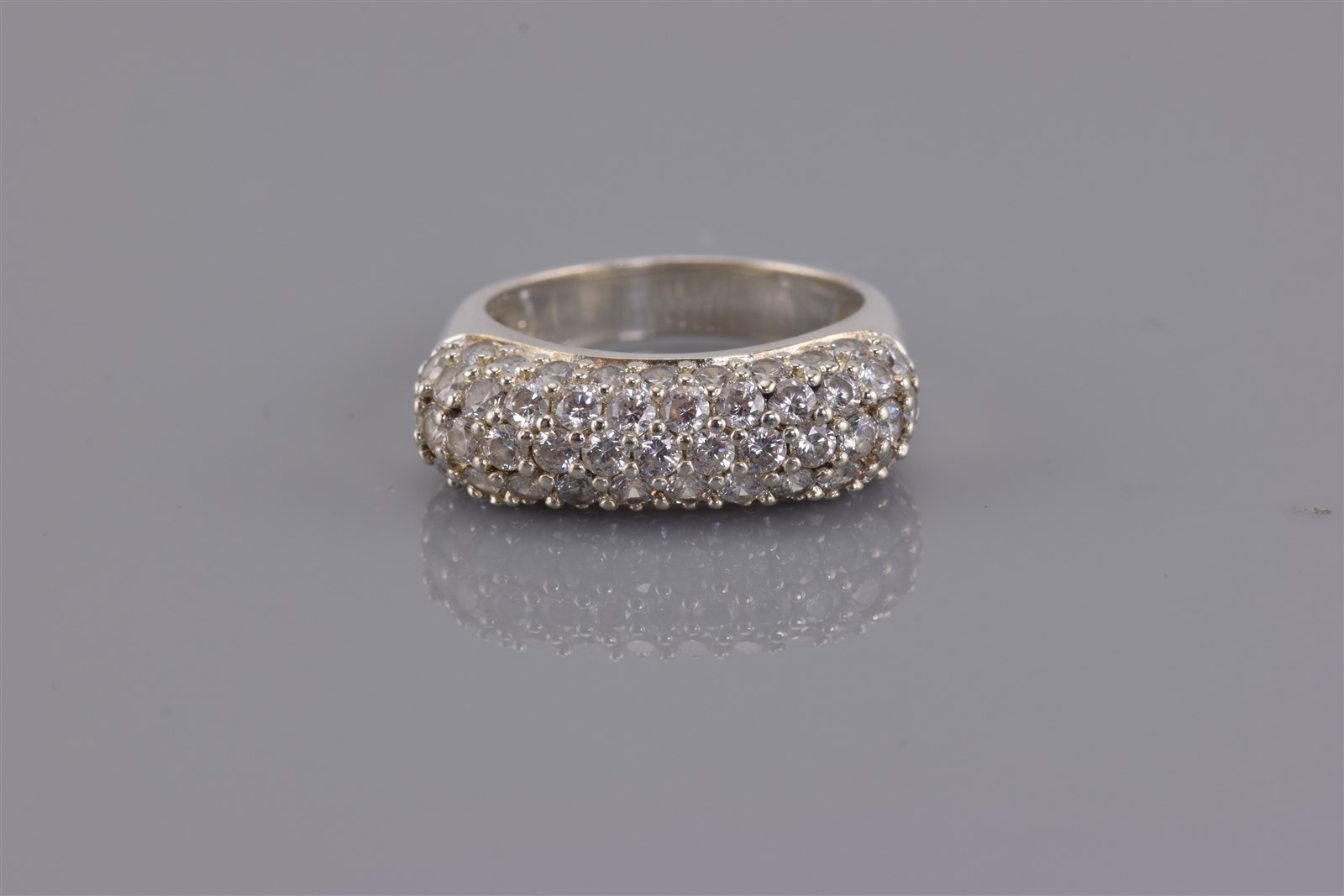 Affinity Sterling Silver Rounded Over Cubic Zirconia Cluster Band Ring 925 Sz: 5