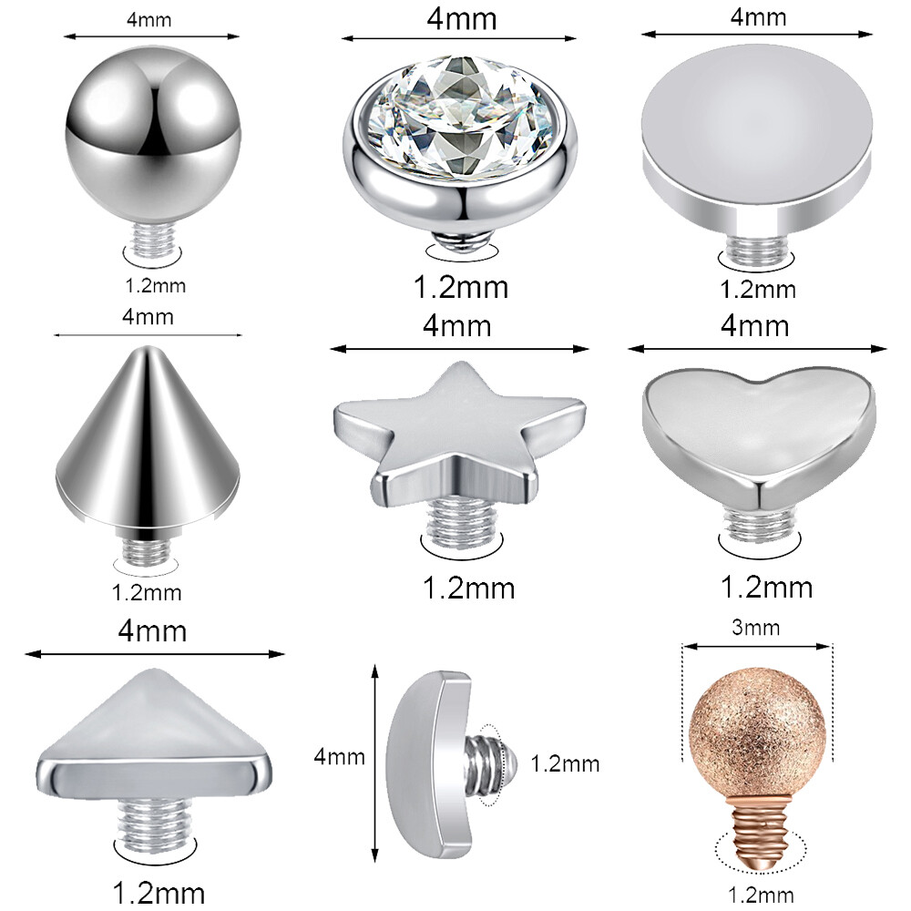 16G Micro Dermal Piercing CZ Dermal Anchor Stainless Steel Skin Diver Piercing