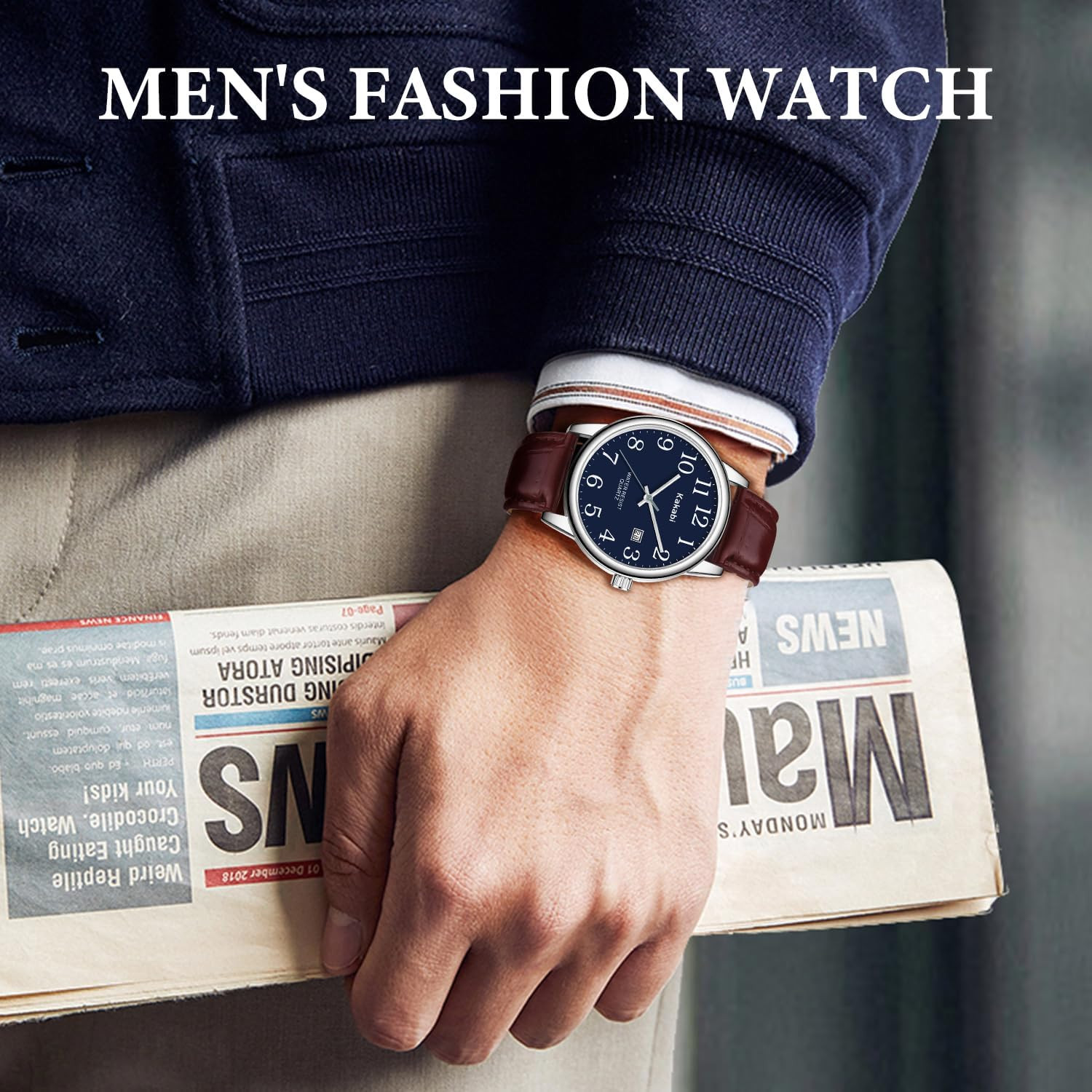 Watch for Men, Easy Reader Unisex Analog Quartz Waterproof Wristwatch with Date