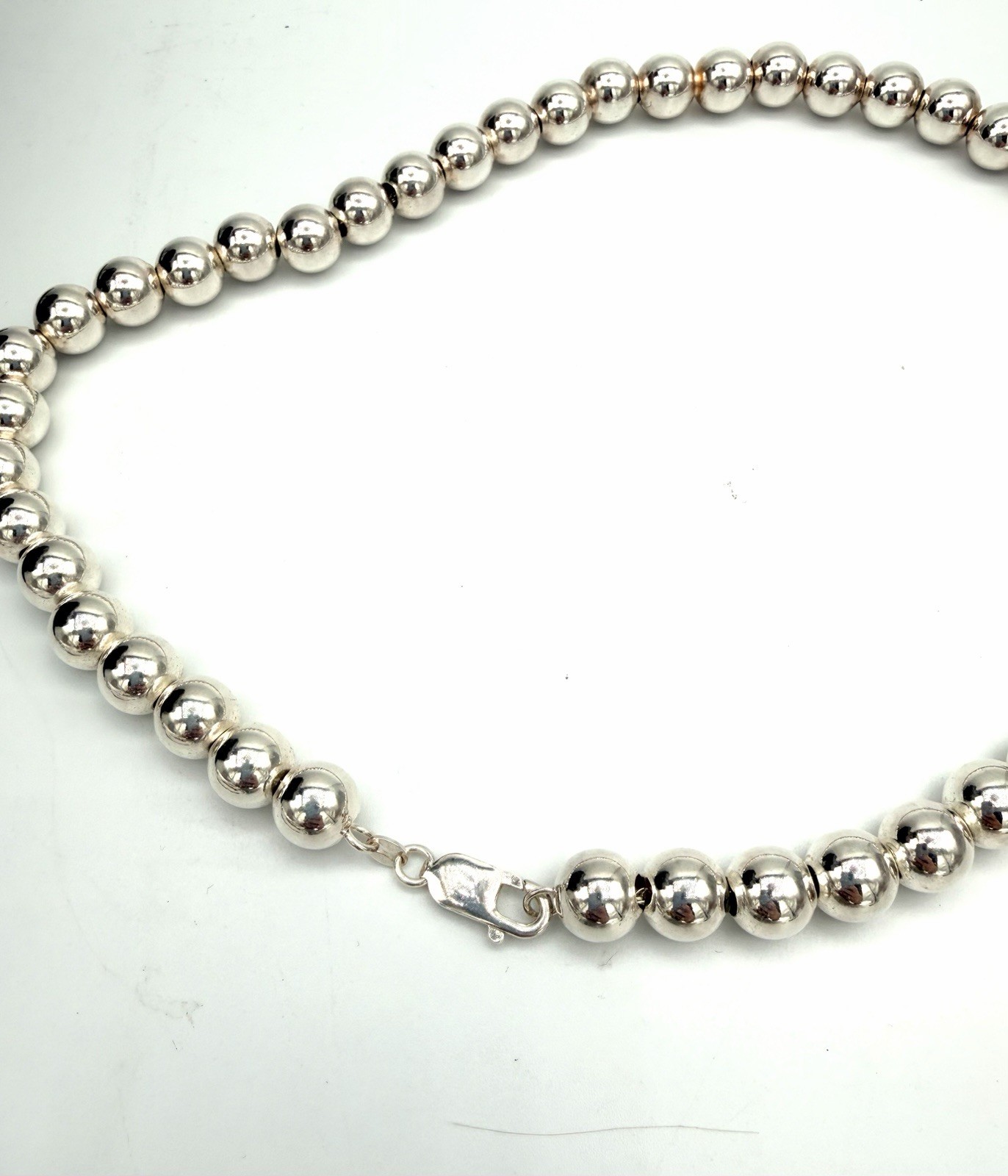 Vintage Sterling Silver Beaded Necklace Classic 8mm Ball 24 Inch Chain, 80.73g