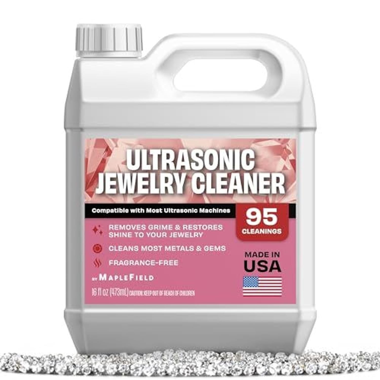 Ultrasonic Jewelry Cleaner Solution – 16 Fl Oz Concentrated Formula, Safe for…