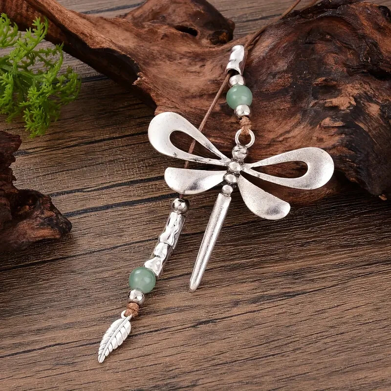 Silvery Boho Vintage Dragonfly Pendant Necklace Alloy Women Men Holiday Gift New