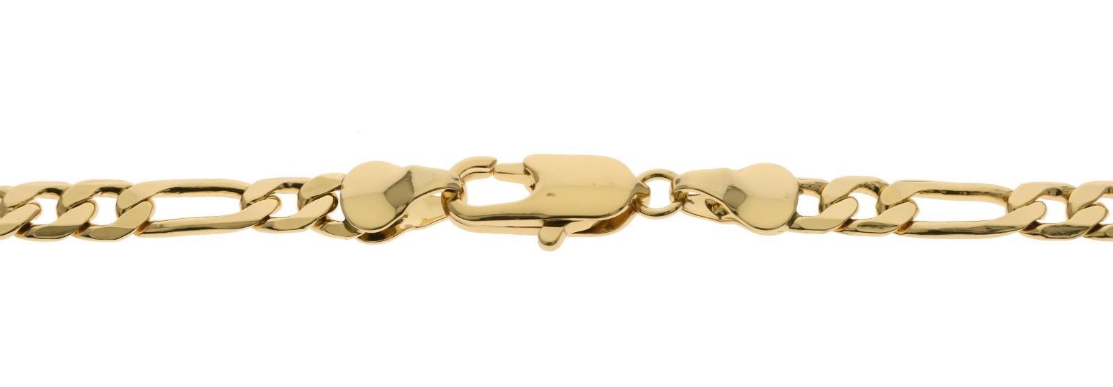 Flat Figaro 4mm 30″ Chain Necklace Heavy 18K Gold Overlay JC-3