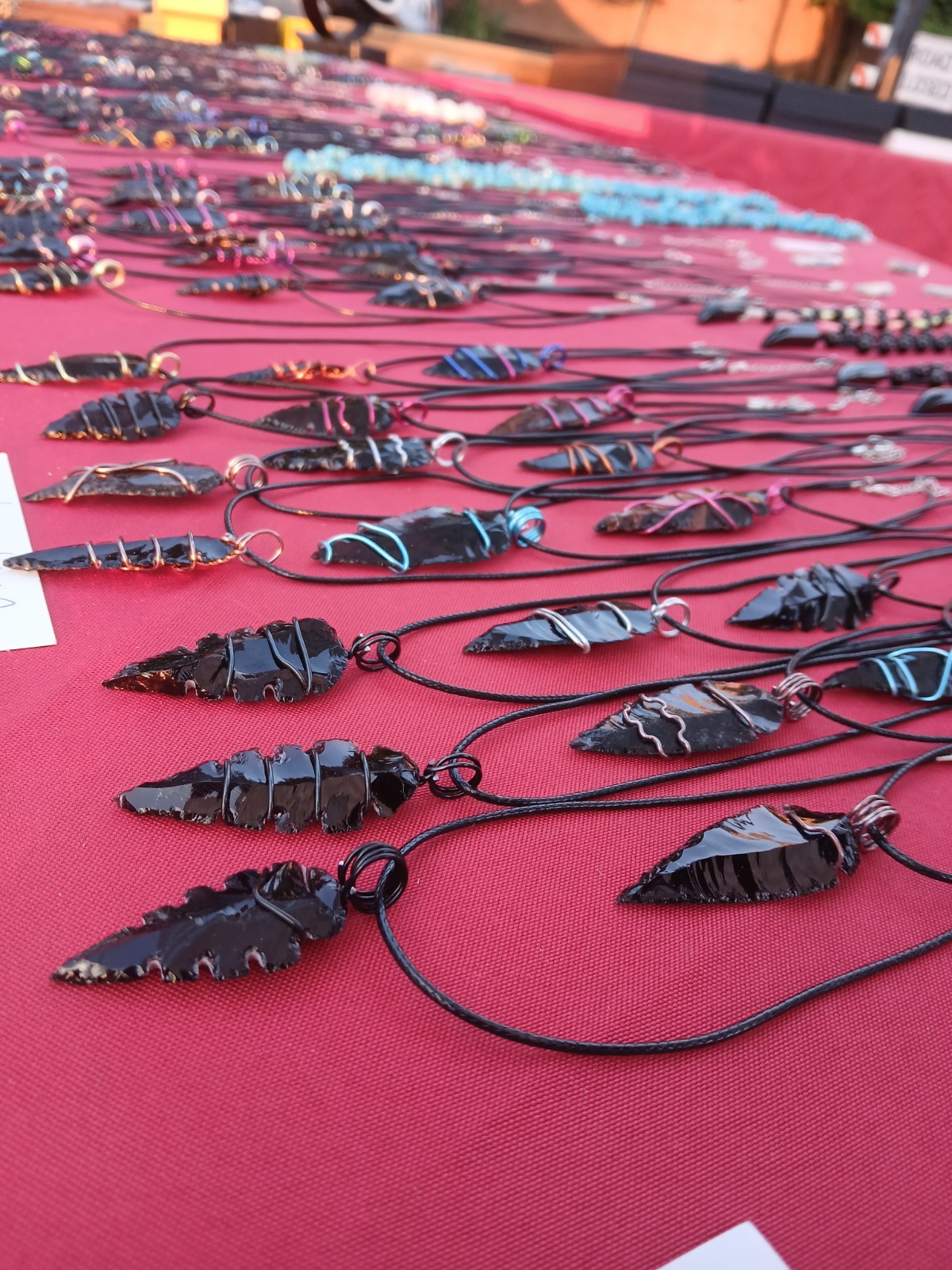 Wholesale 25pc obsidian wirewrapped arrowheads with necklace for resell