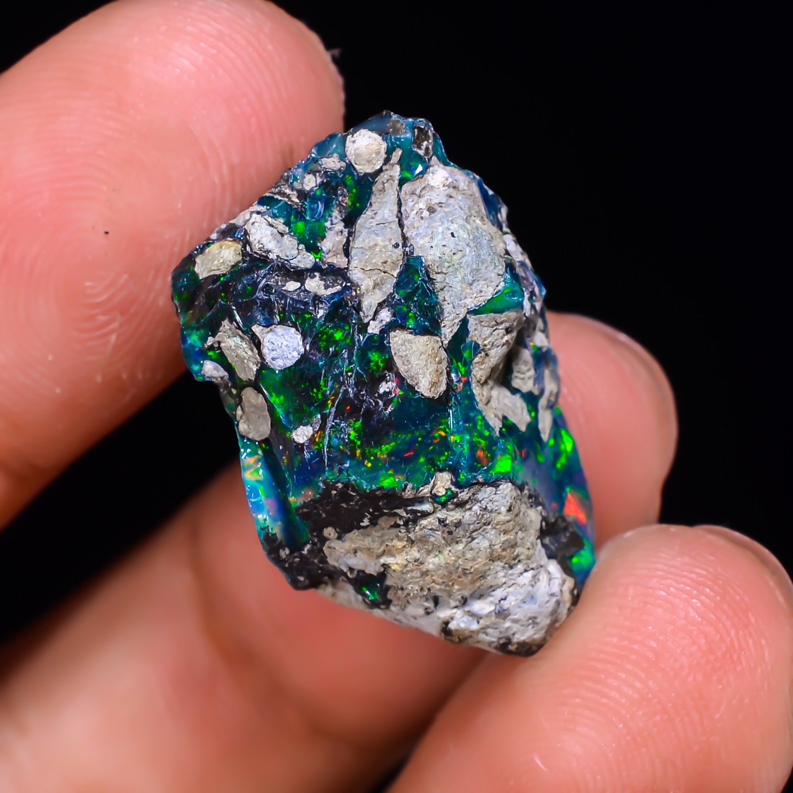14.ct Natural Black Opal Rough Ethiopian, Fire Opal Gemstone, 22x13MM Welo Opal