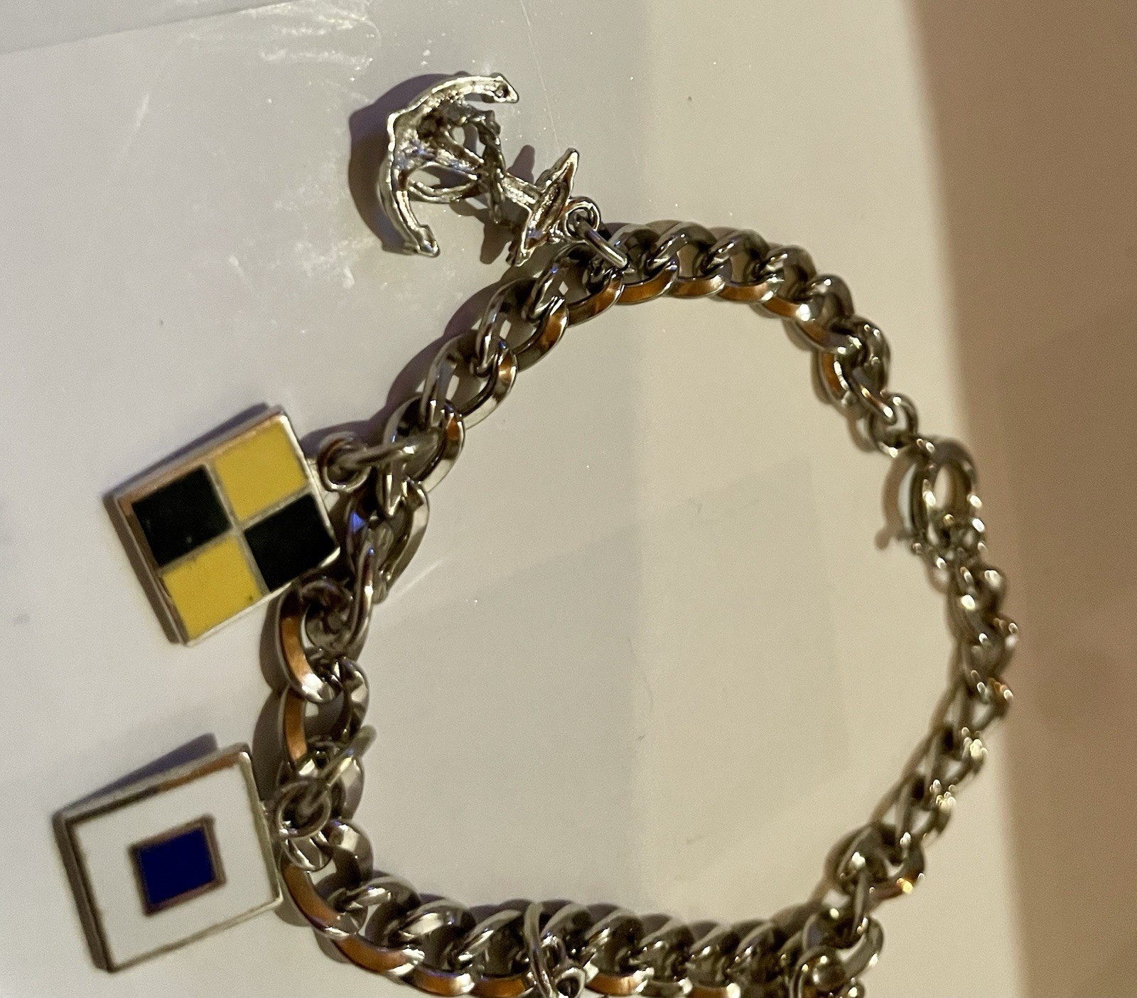 Vintage Sterling / “1/20 12K GF” Maritime Code Of Signals Flags Charm Bracelet