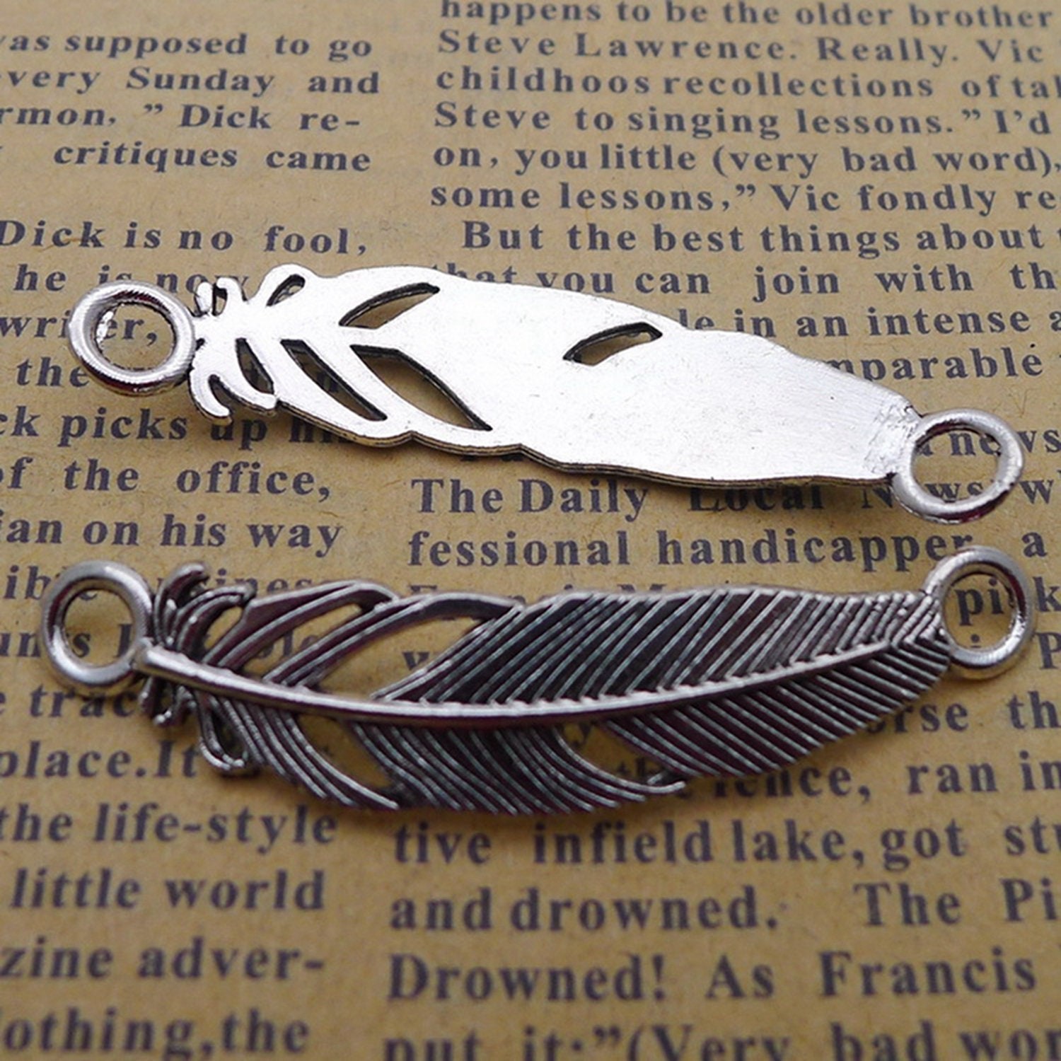 12/30PCS Antique Silver FEATHER Bracelet Connector Pendant 10X45mm JHS811-8155