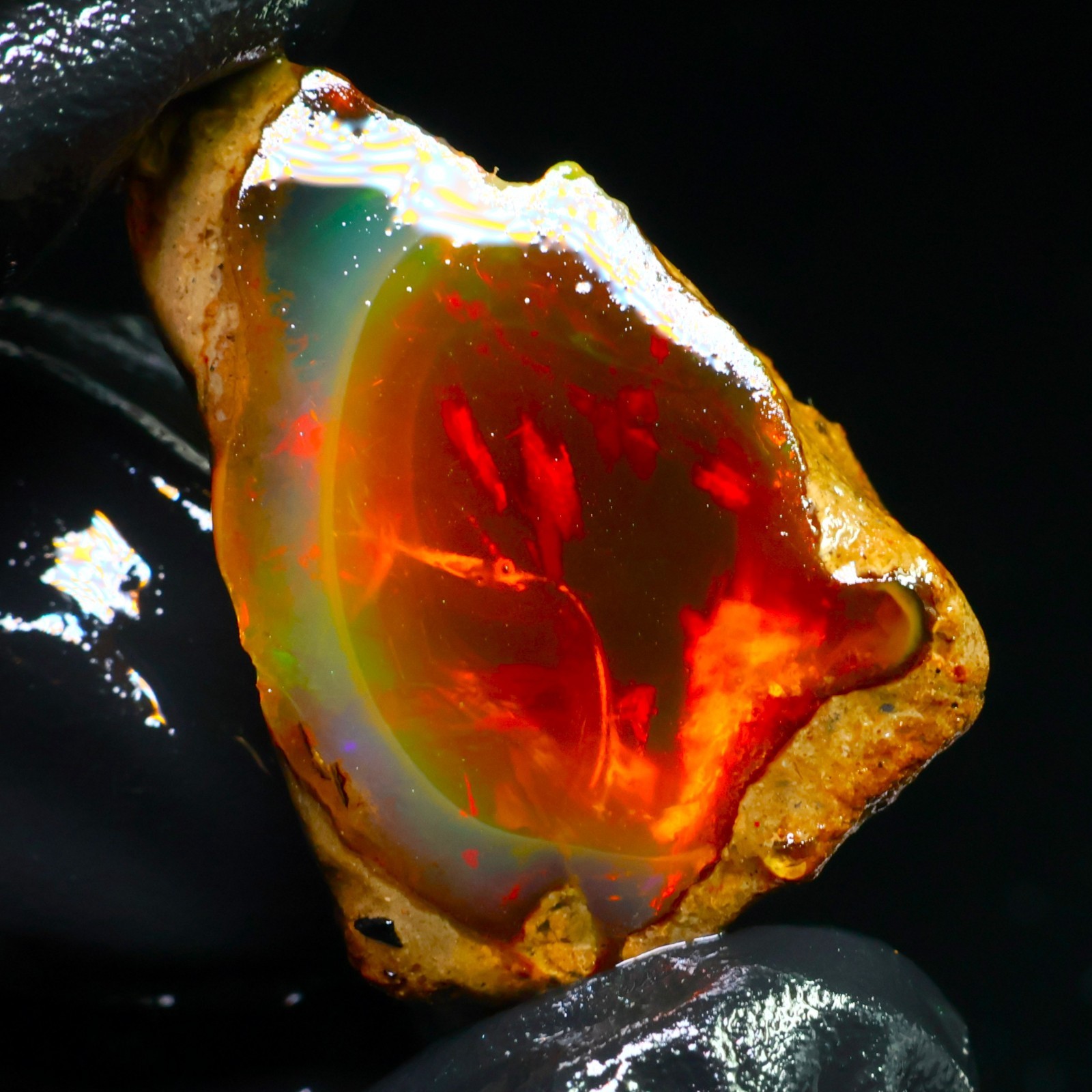 Natural Ethiopian Welo Opal Rough 26.55 Ct Gemstone – Bright Play of Color Fire