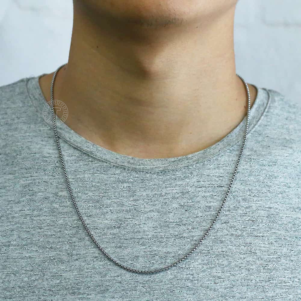 2mm Black/Silver/Gold Plated Stainless Steel Box Chain Necklace Fashion