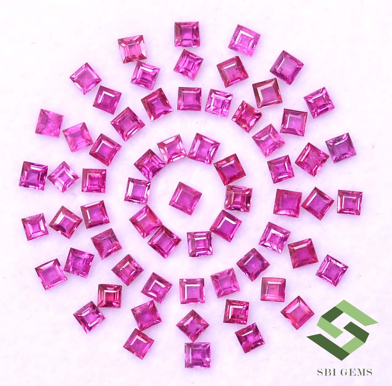 2×2 mm Natural Ruby Square Cut Lot 25 Pcs 1.64 CTS Calibrated Loose Gemstones