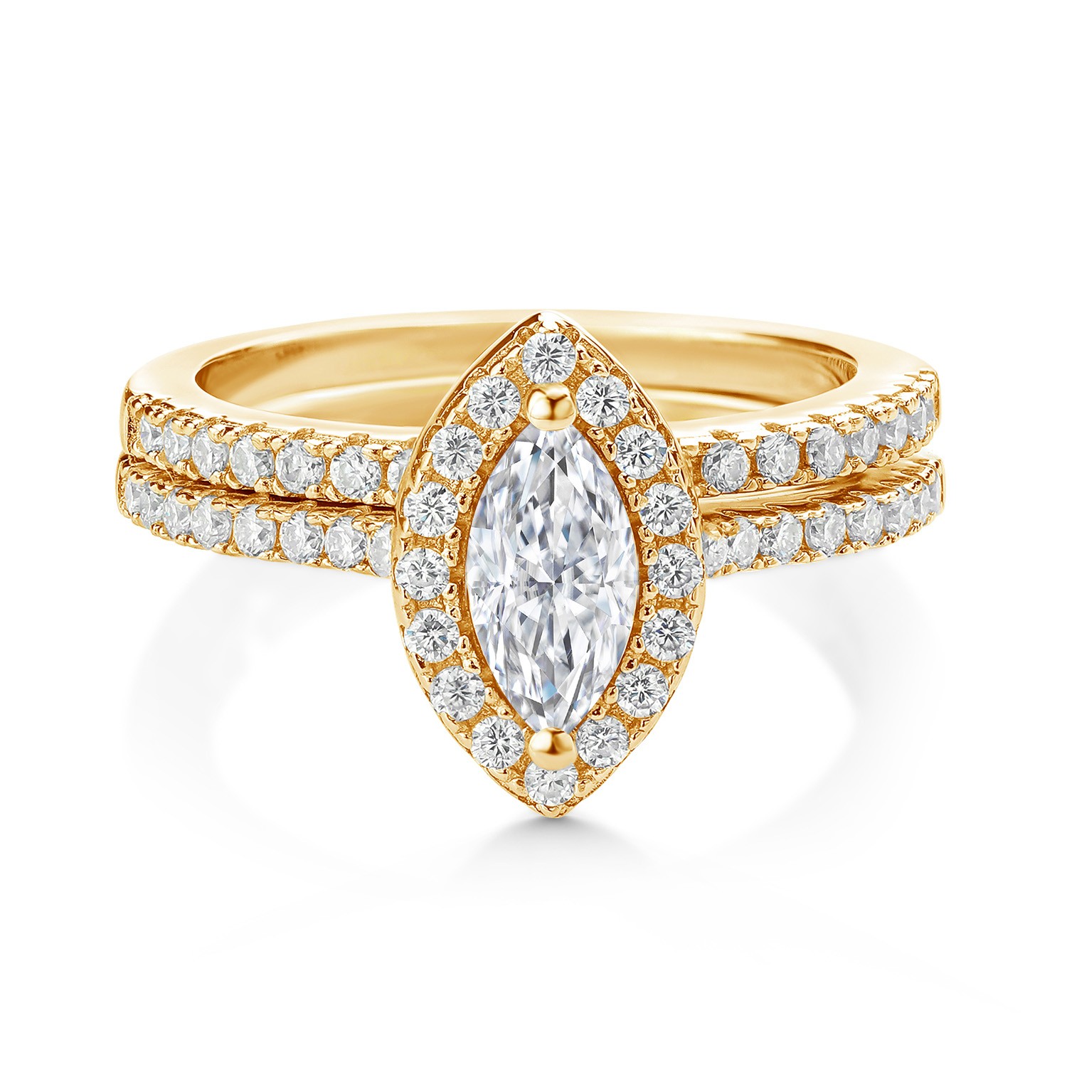 18K Yellow Gold Plated Silver Ring Set with Moissanite (1.02 Cttw)