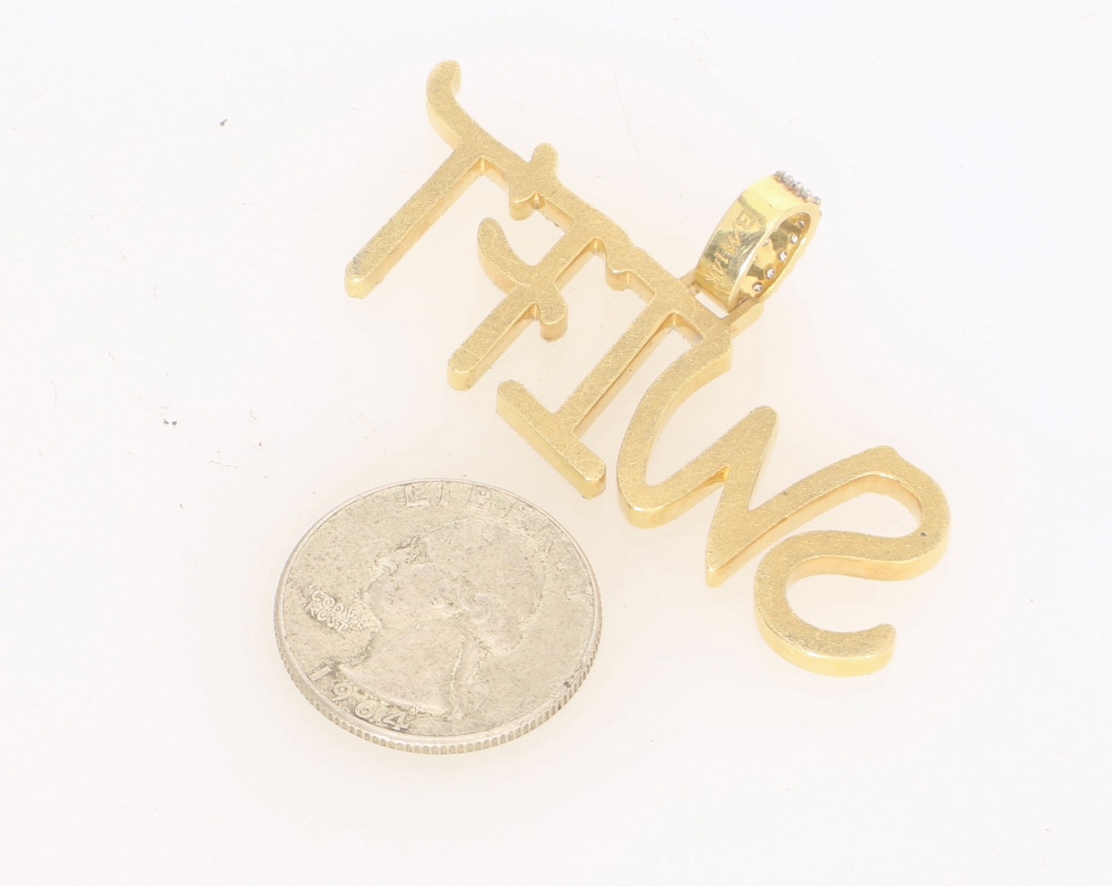 14k Solid Yellow Gold 360 Natural Diamond SWIFT Letter Name Pendant 63mm 15Grams