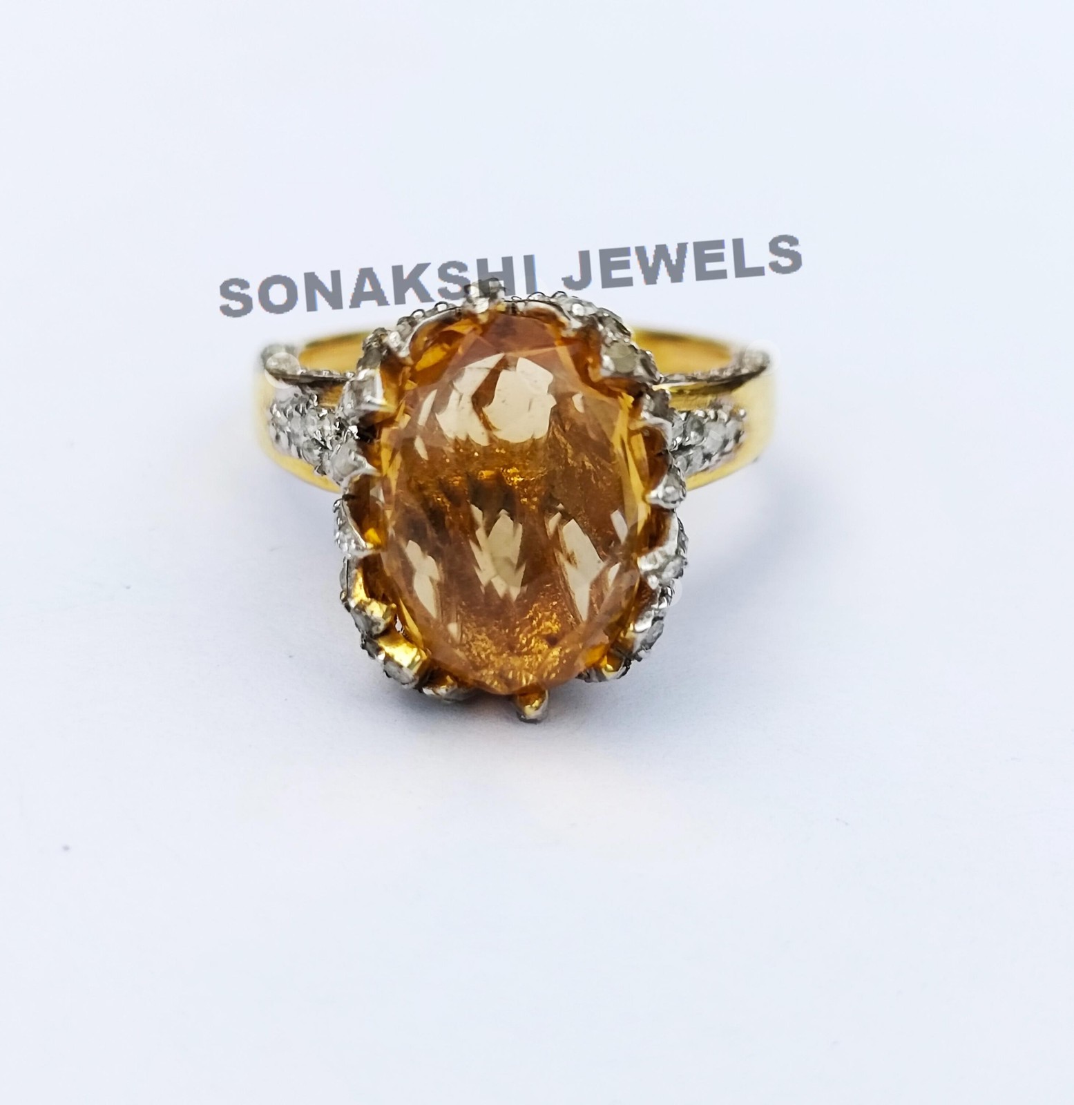 Handmade Design Citrine Silver Ring 925 Sterling Silver Diamond Rings