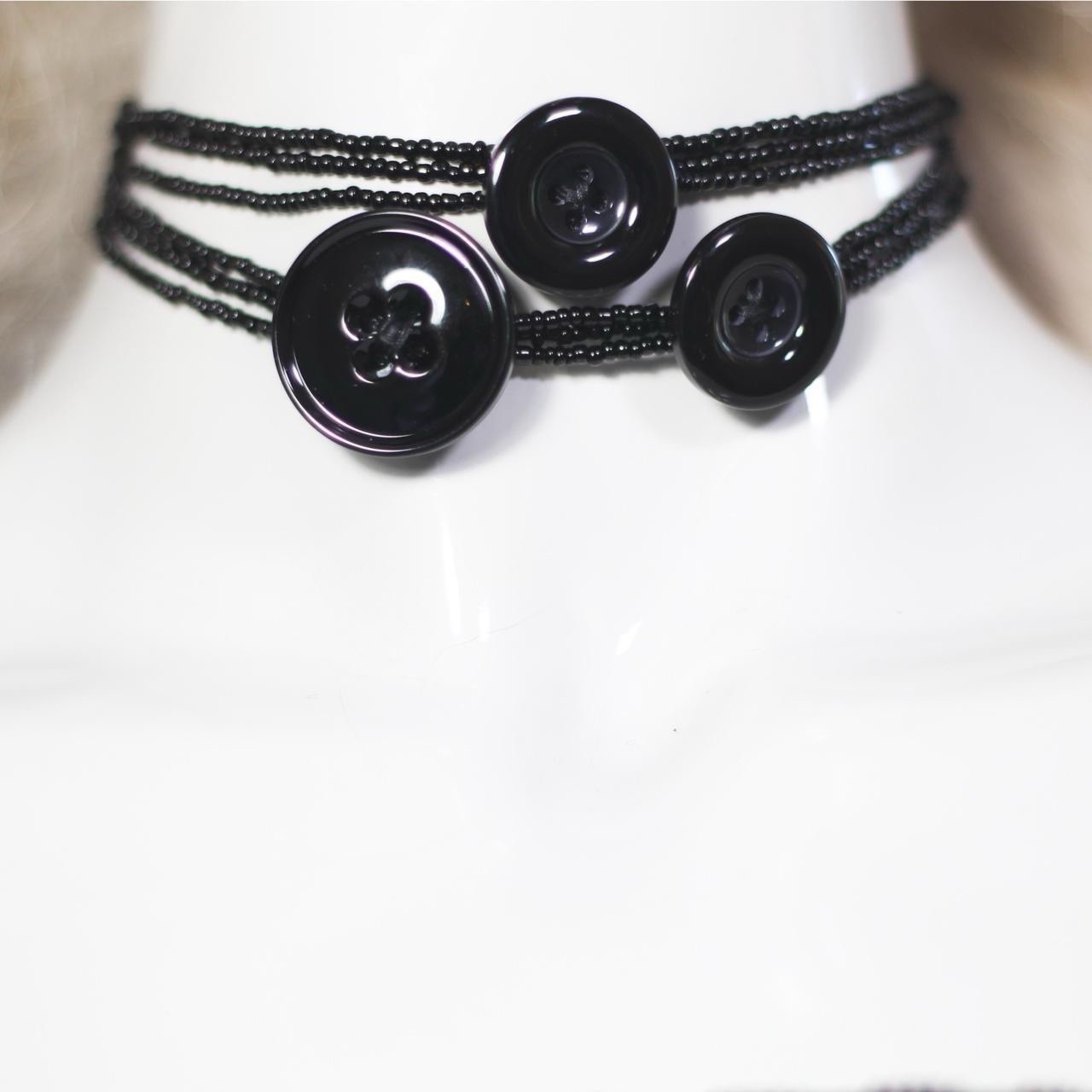 Handcrafted Black Bead Button Choker #goth #whimsygoth PLUS a MYSTERY GIFT